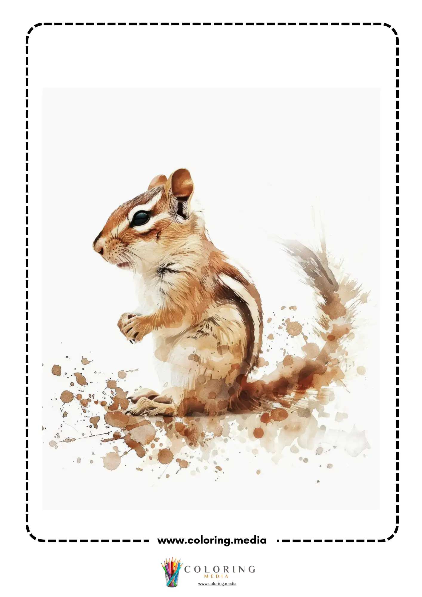 Reverse animal coloring page with watercolor creature and open background