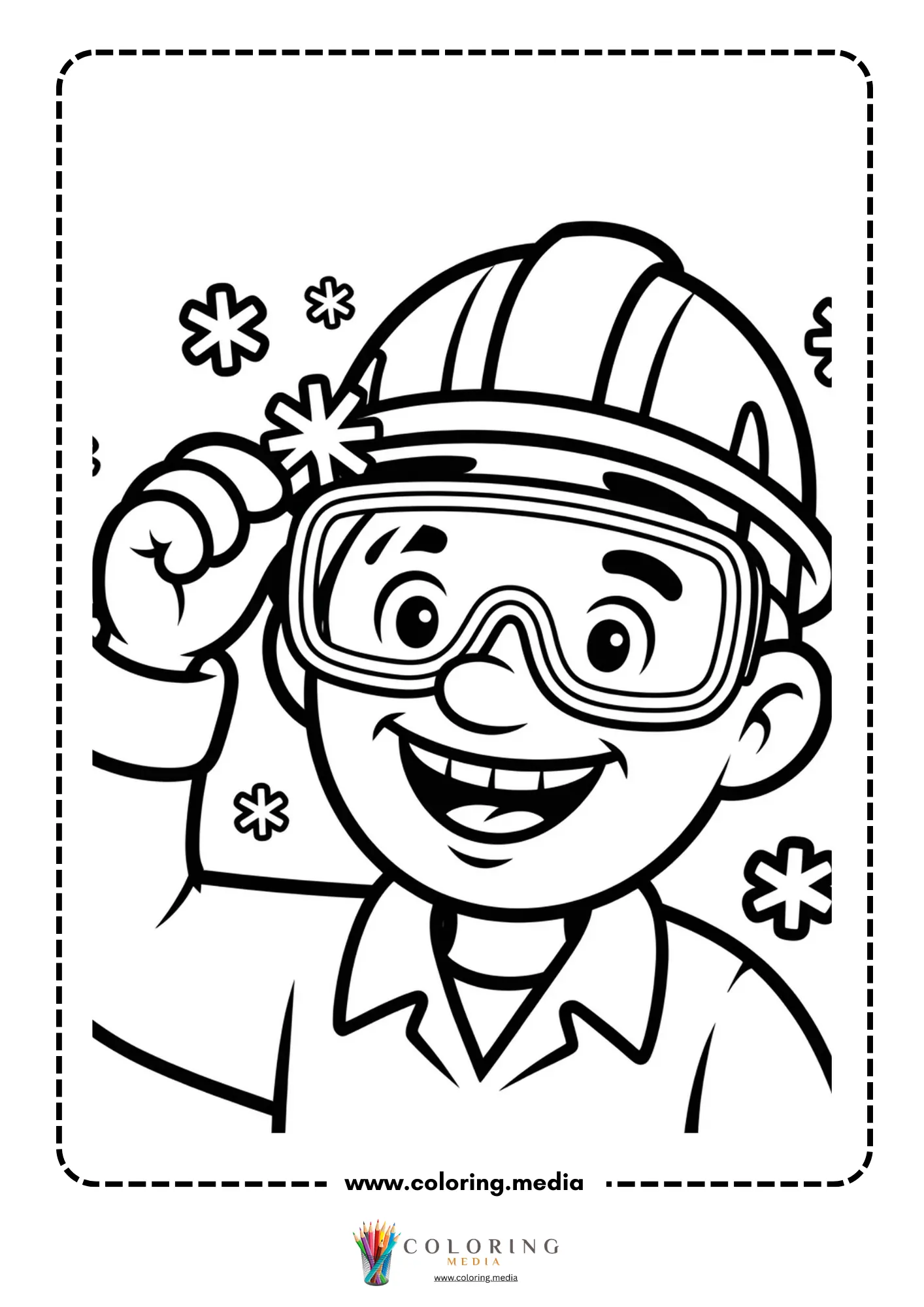 Cute science kids Christmas coloring page with holiday STEM experiment
