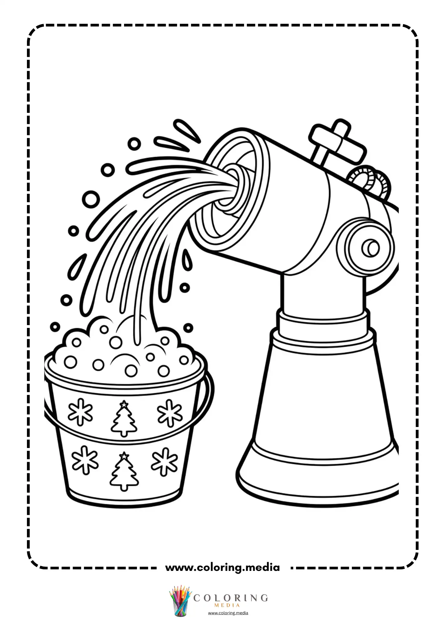 Cute science kids Christmas coloring page with science fun and Santa hat