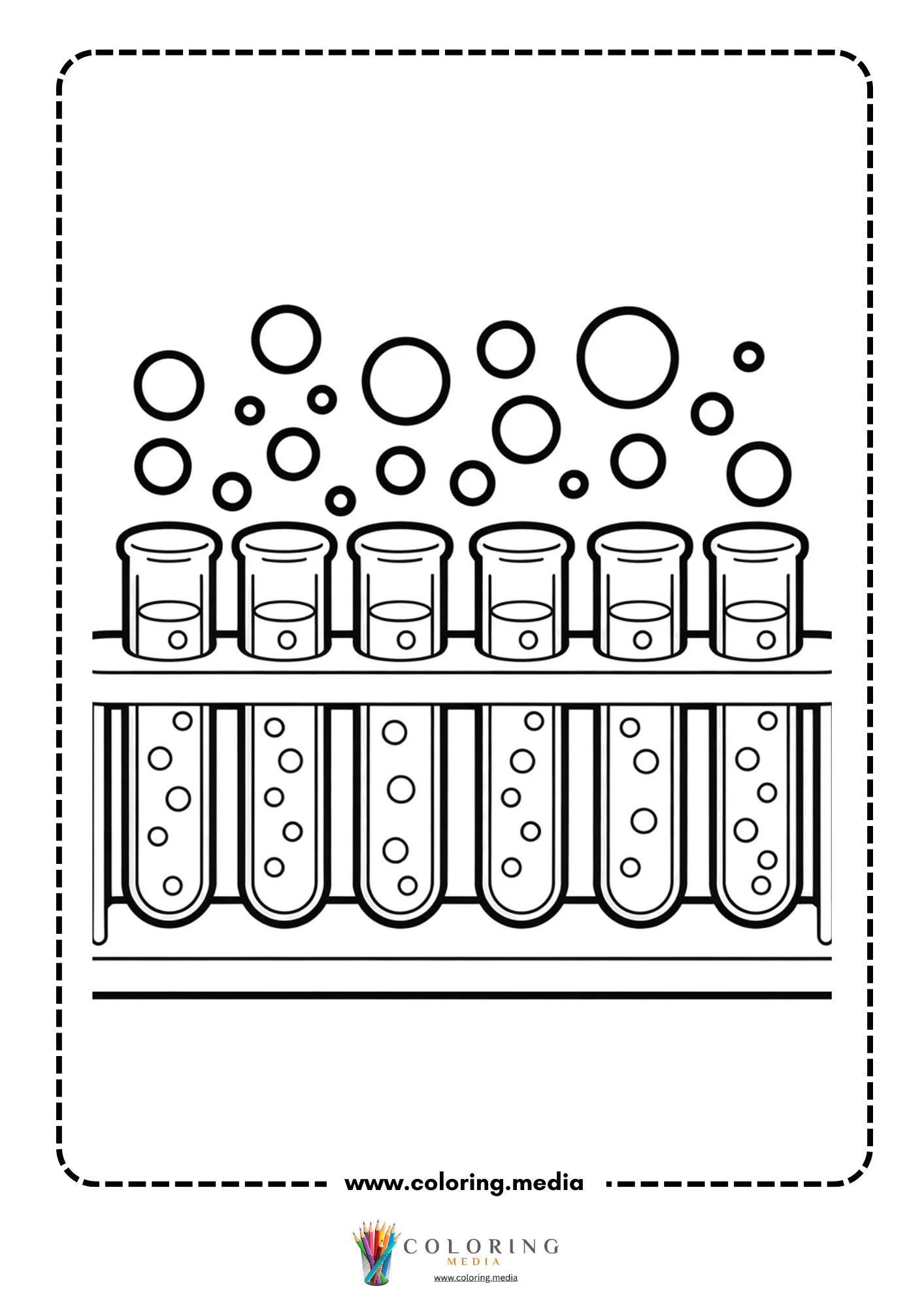 Cute science kids Christmas coloring page with microscope and Christmas theme