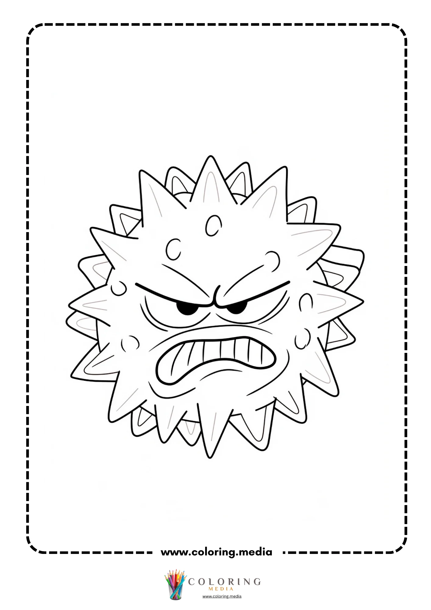Cute virus and bacteria coloring page with cute science microbes