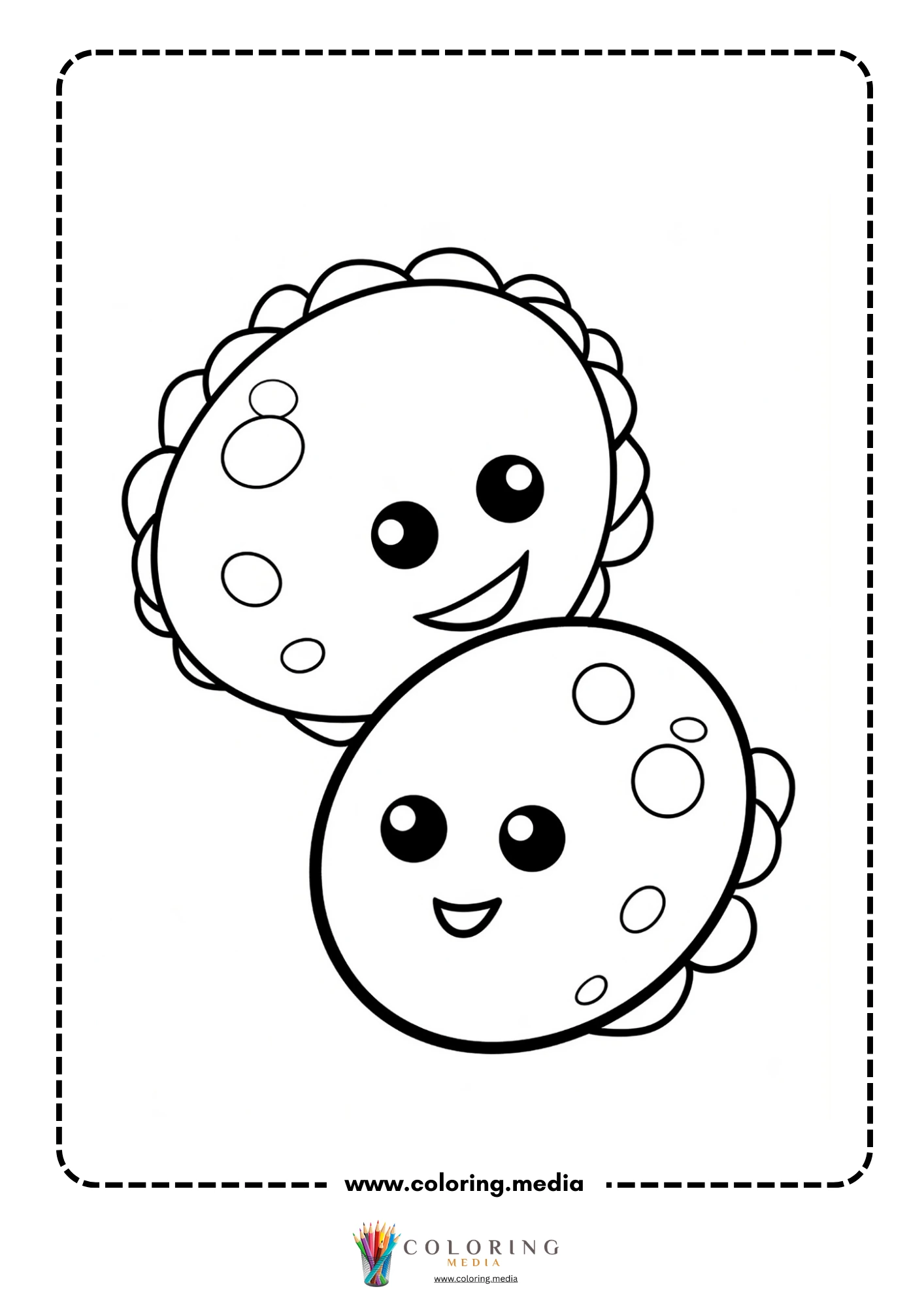 Cute virus and bacteria coloring page with bacteria and virus forms