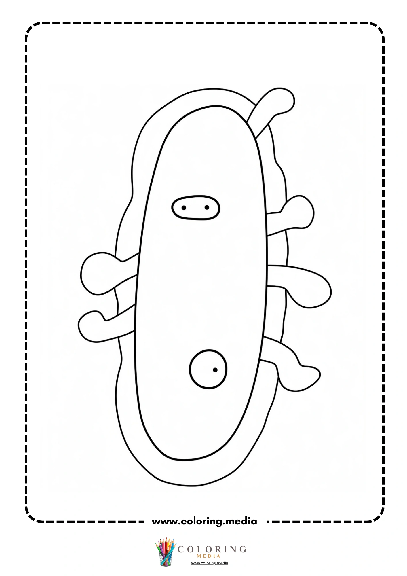 Cute virus and bacteria coloring page with friendly microorganism design