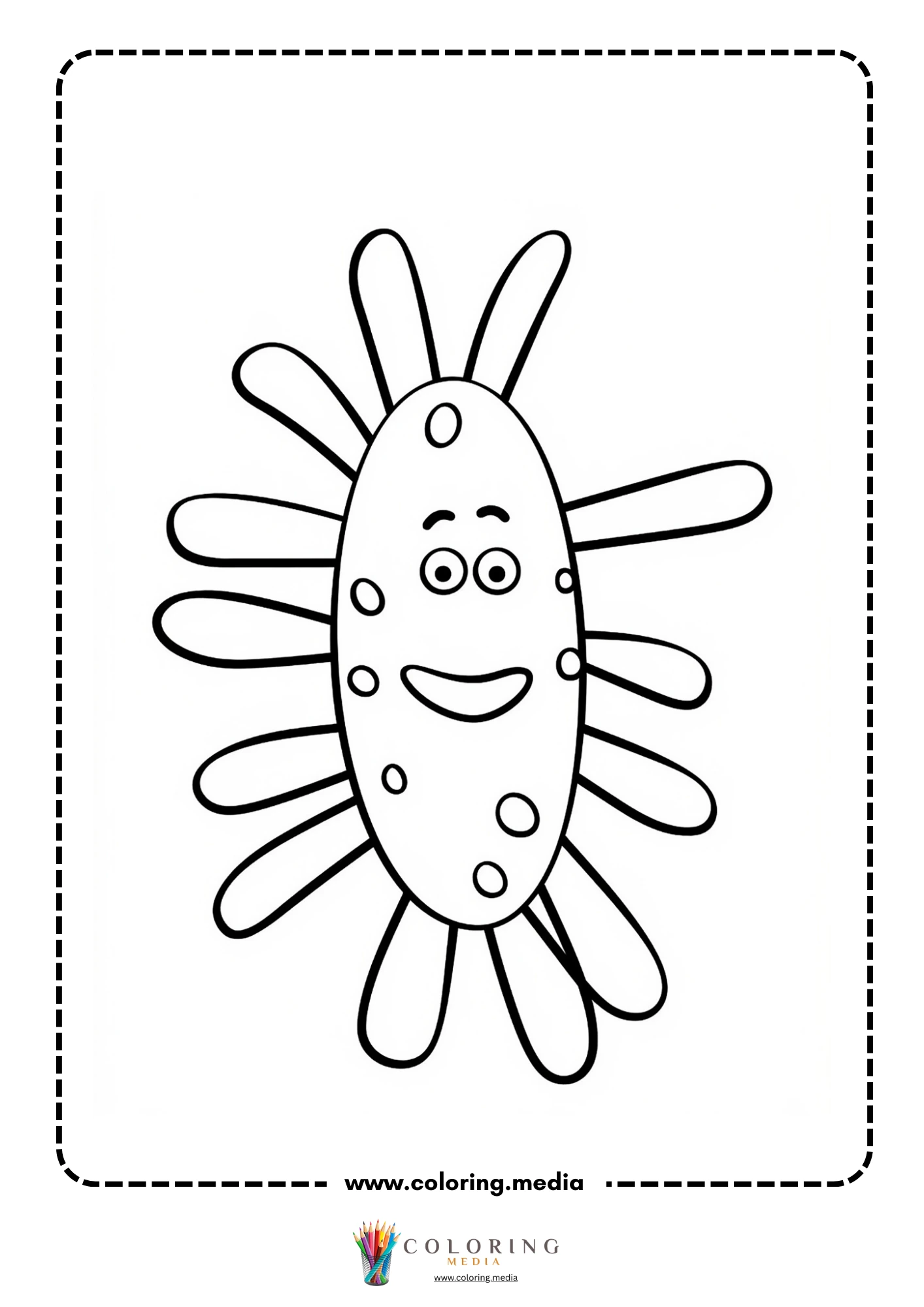 Cute virus and bacteria coloring page with cute germ outline