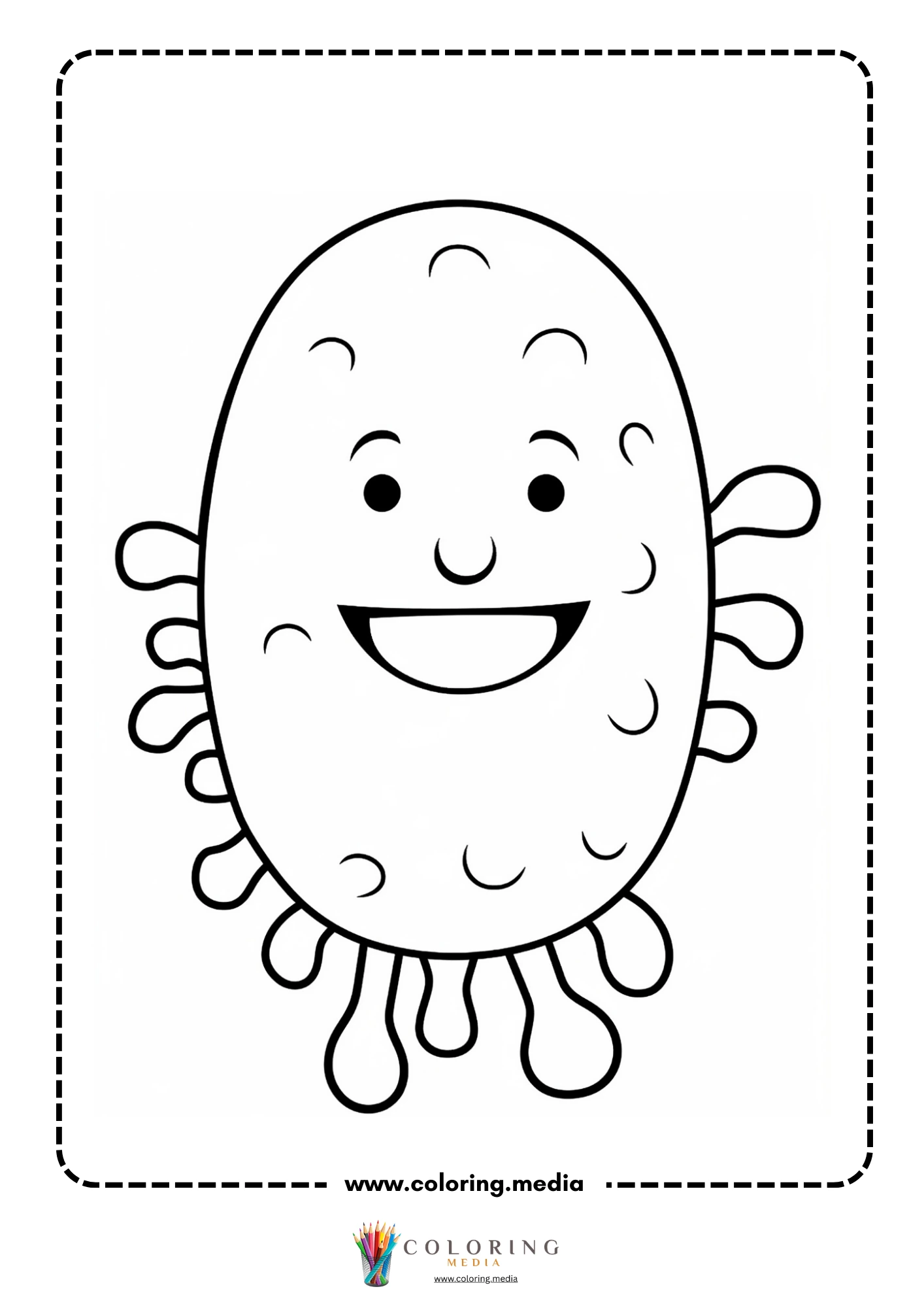 Cute virus and bacteria coloring page with simple bacteria pattern