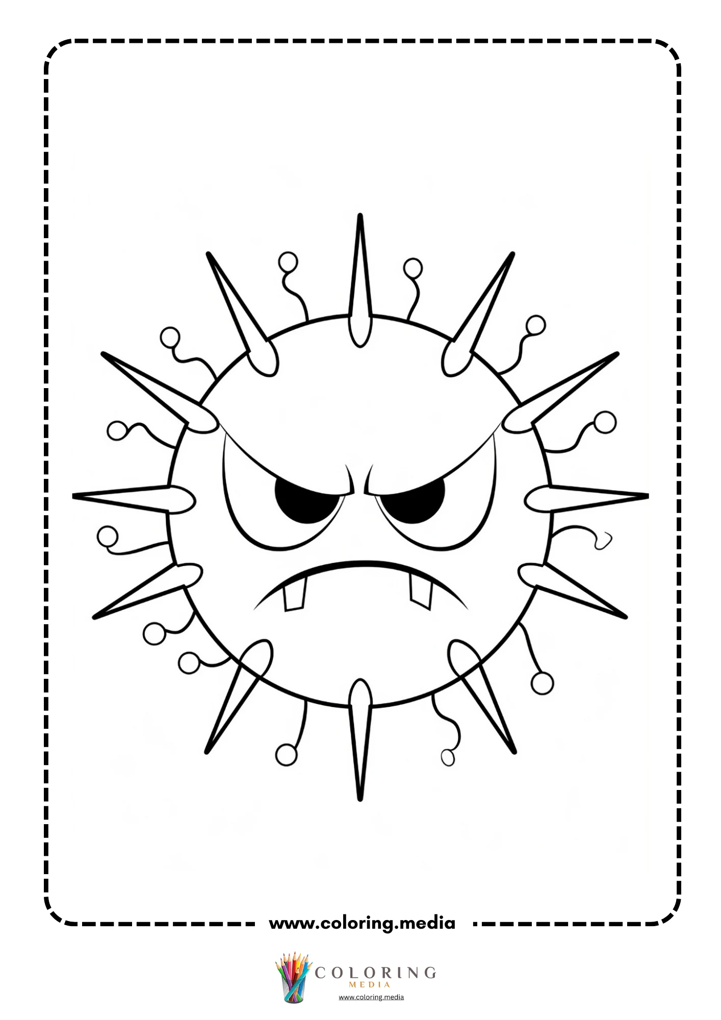 Cute virus and bacteria coloring page with playful bacteria cluster