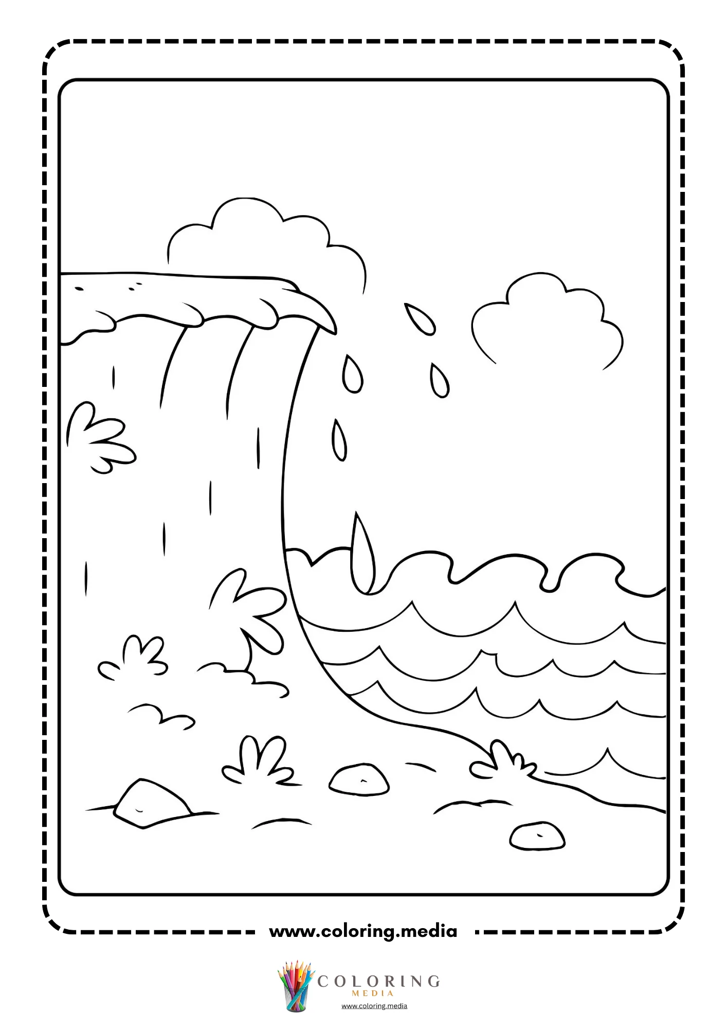 Cliff waterfall scene