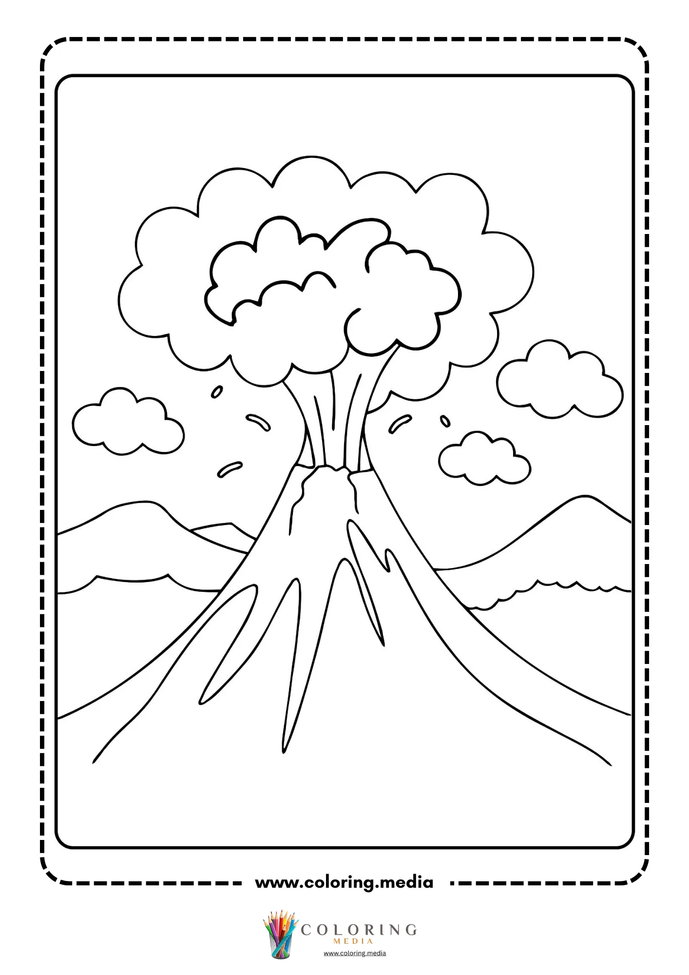 Erupting volcano scene