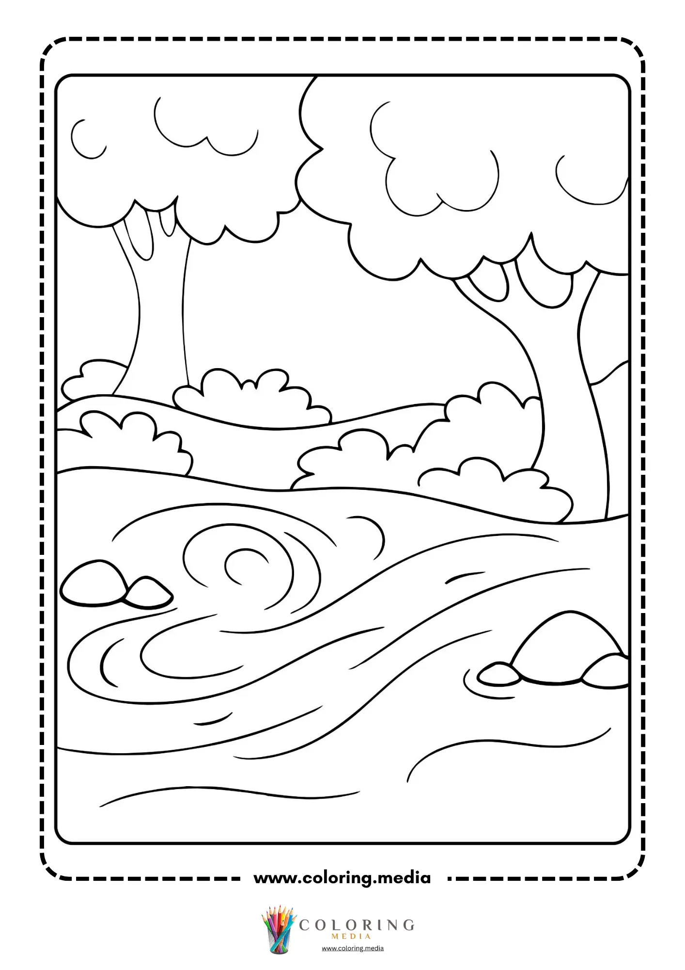 Earthquake coloring page with fractured earth and simple homes