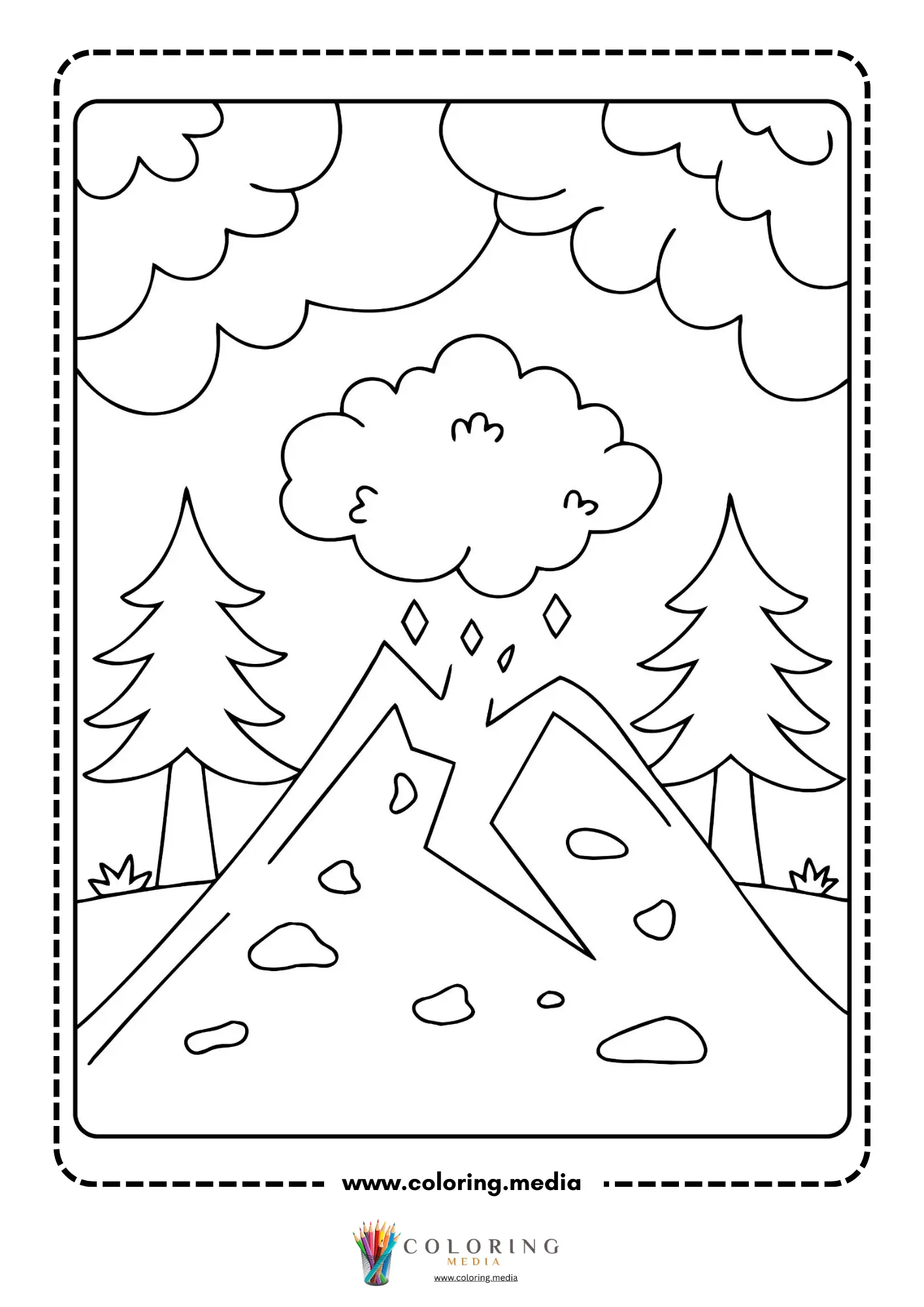Earthquake coloring page with seismology natural hazard scene