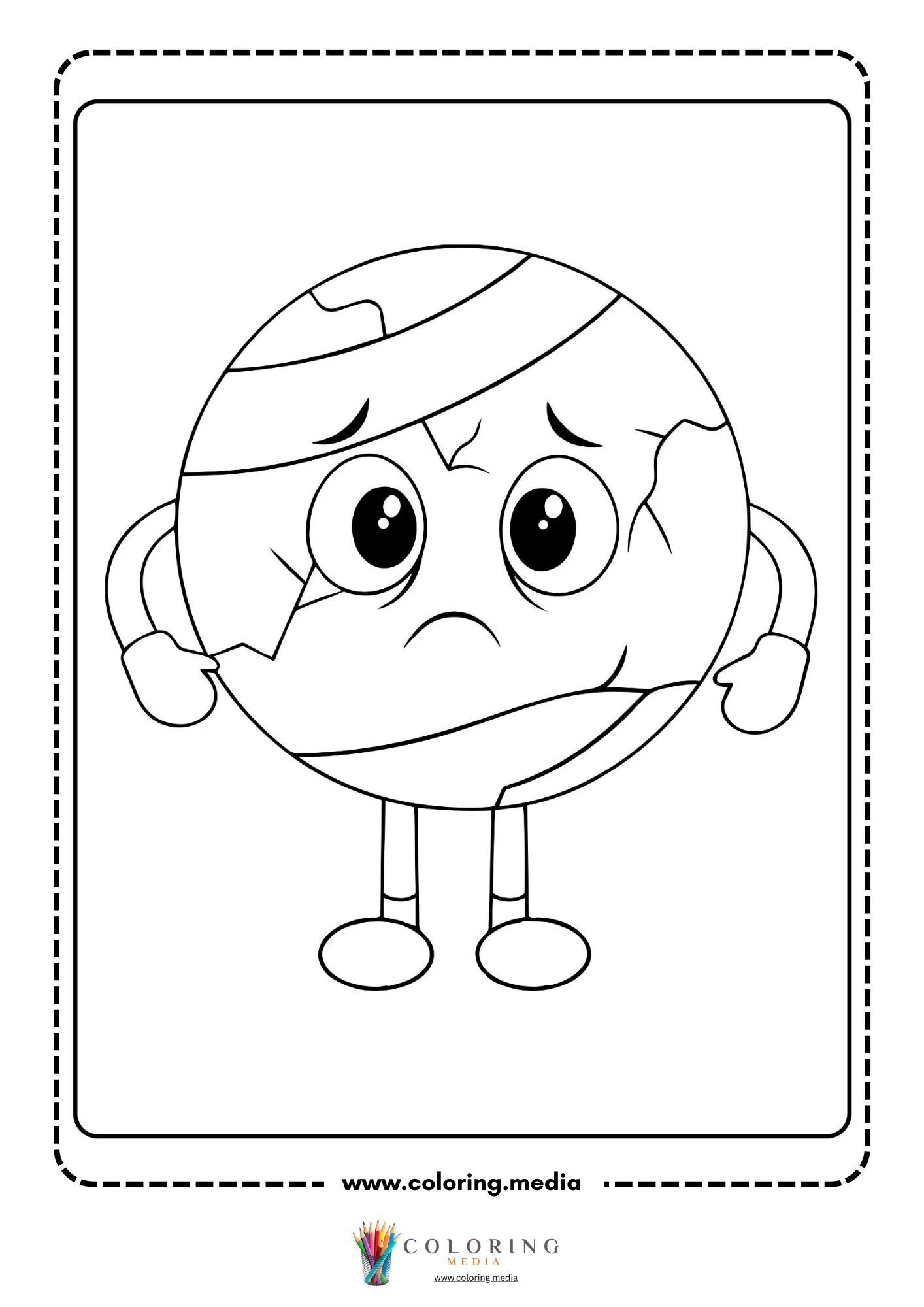 Earthquake coloring page with damaged road and buildings