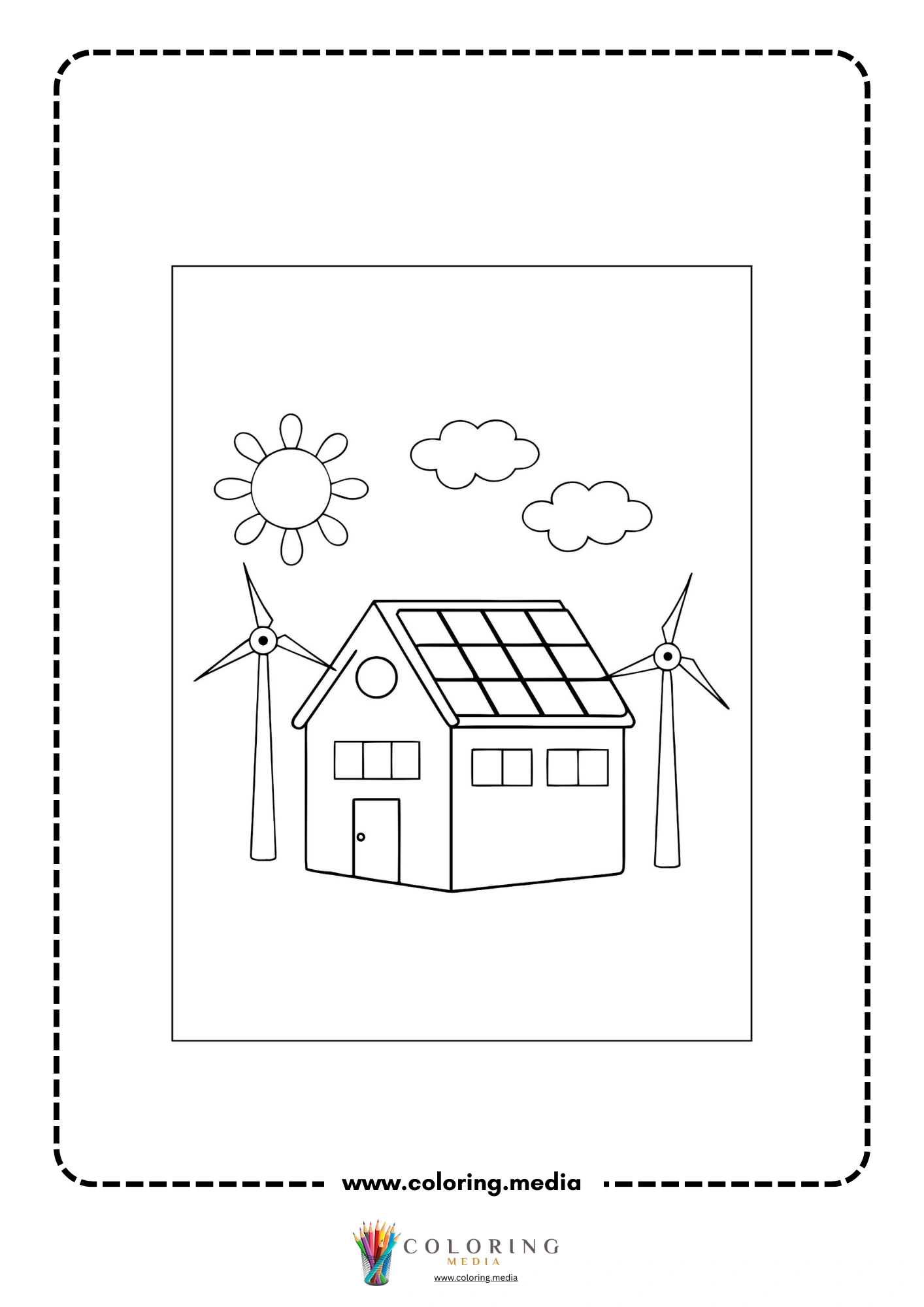 Global warming coloring page with climate impact on plants