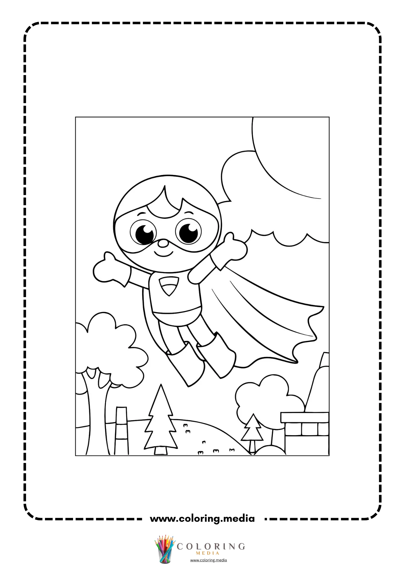 Global warming coloring page with climate change tree scene