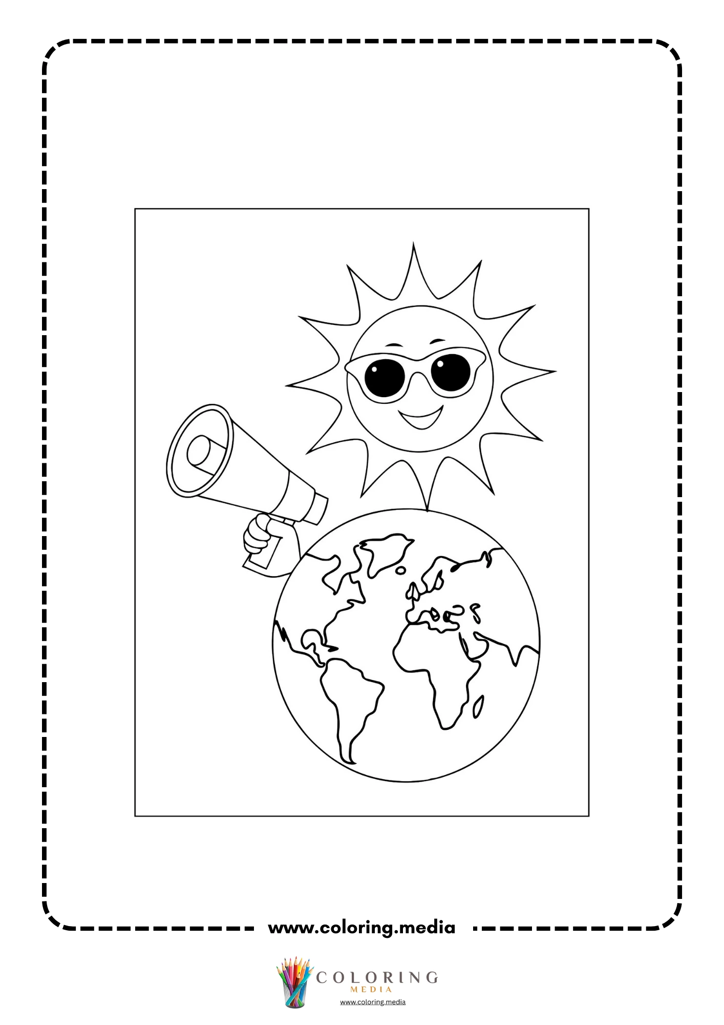 Global warming coloring page with Earth care and warming theme