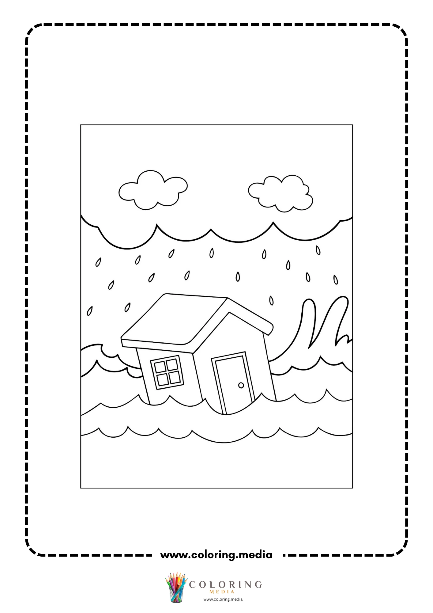 Global warming coloring page with pollution and environment scene
