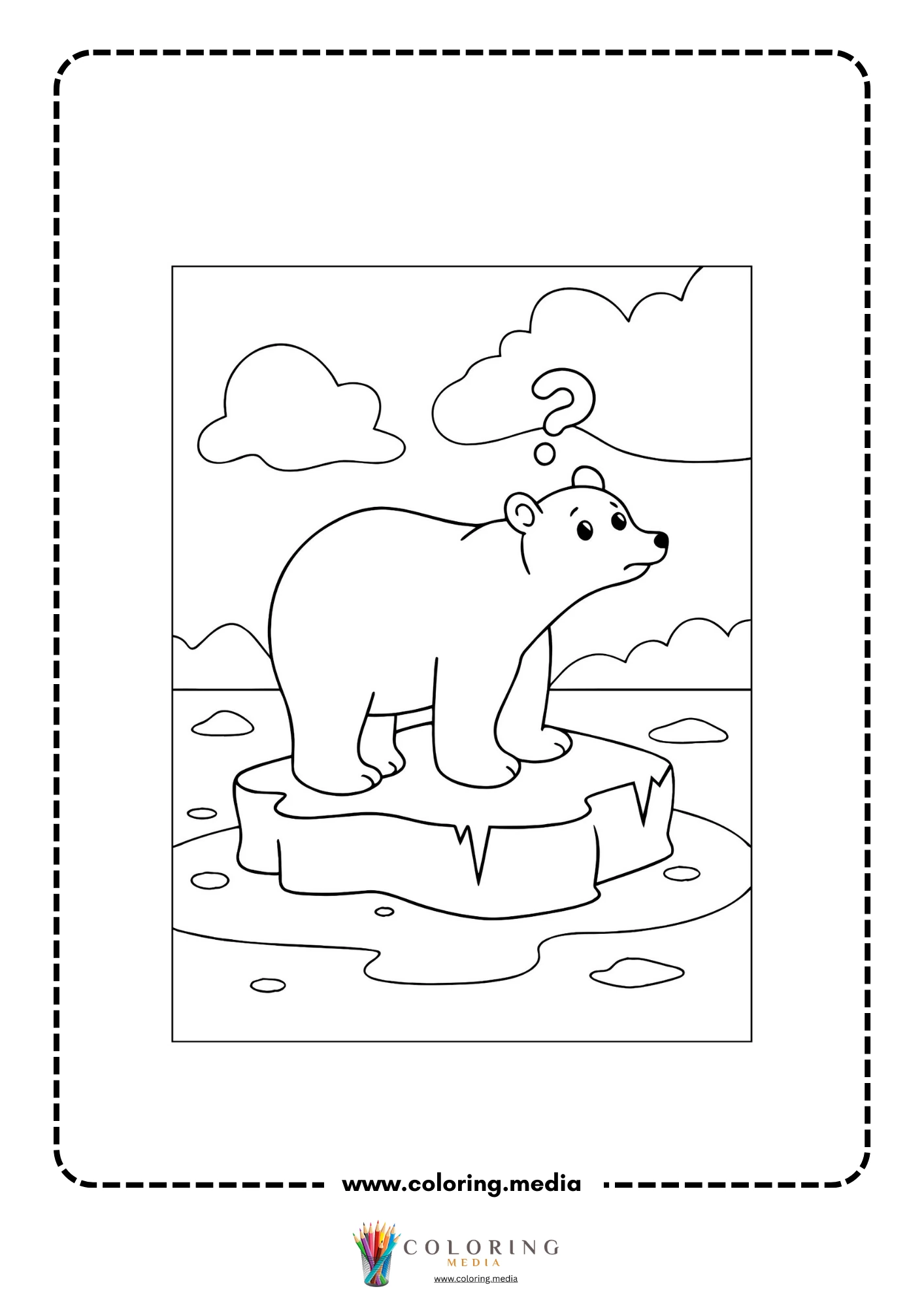 Global warming coloring page with trees clouds and climate lesson