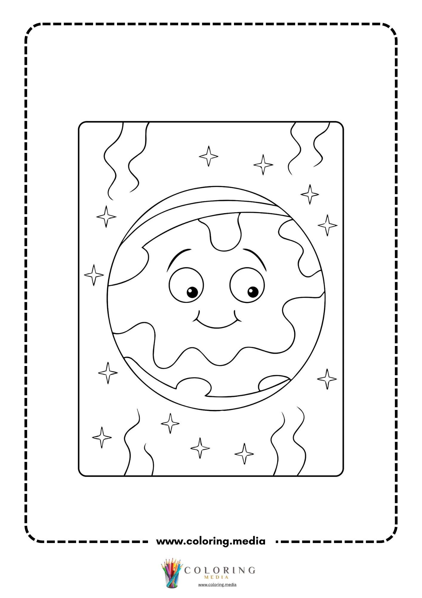 Greenhouse effects coloring page with weather clouds and planet