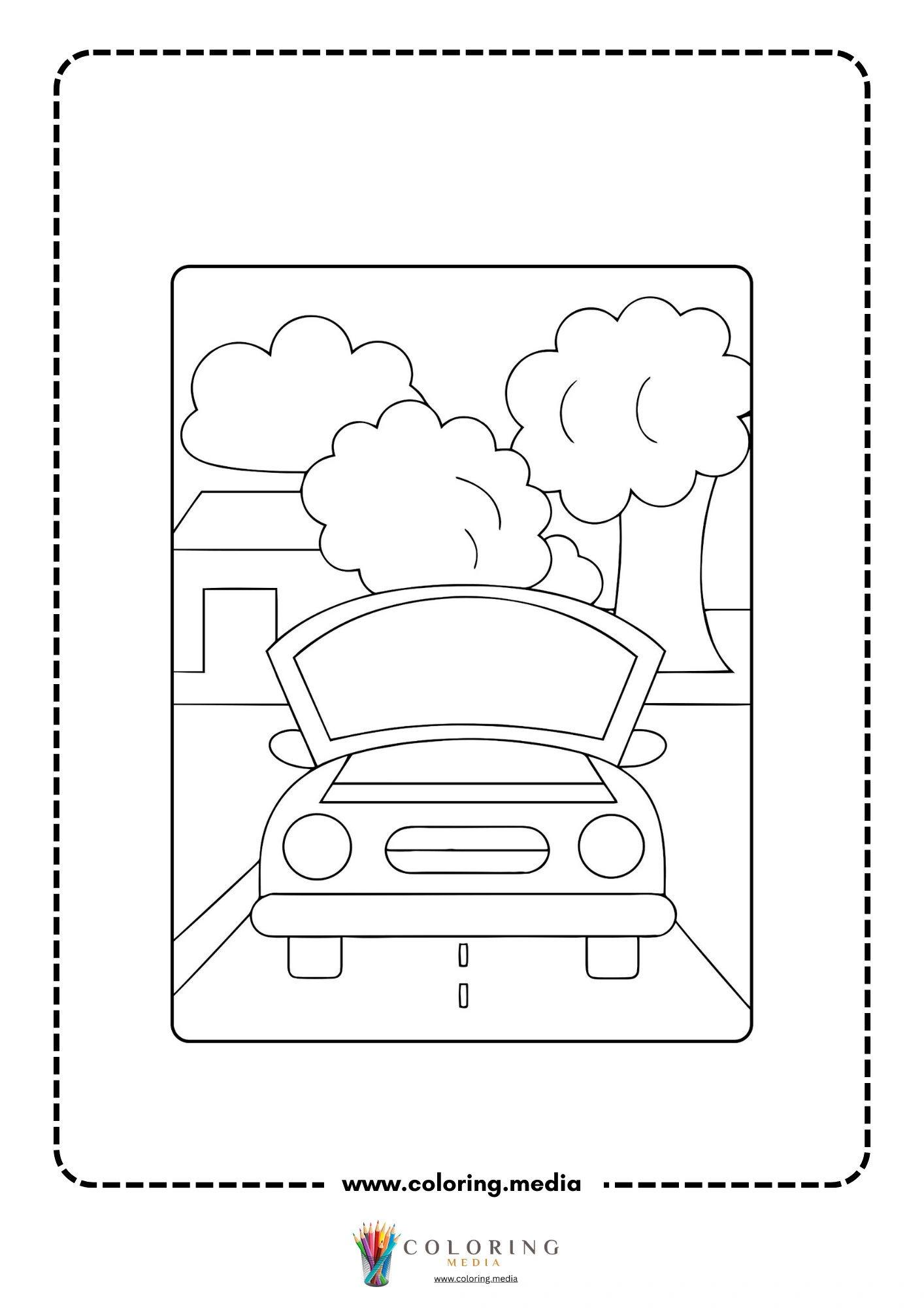 Greenhouse effects coloring page with simple Earth science line art