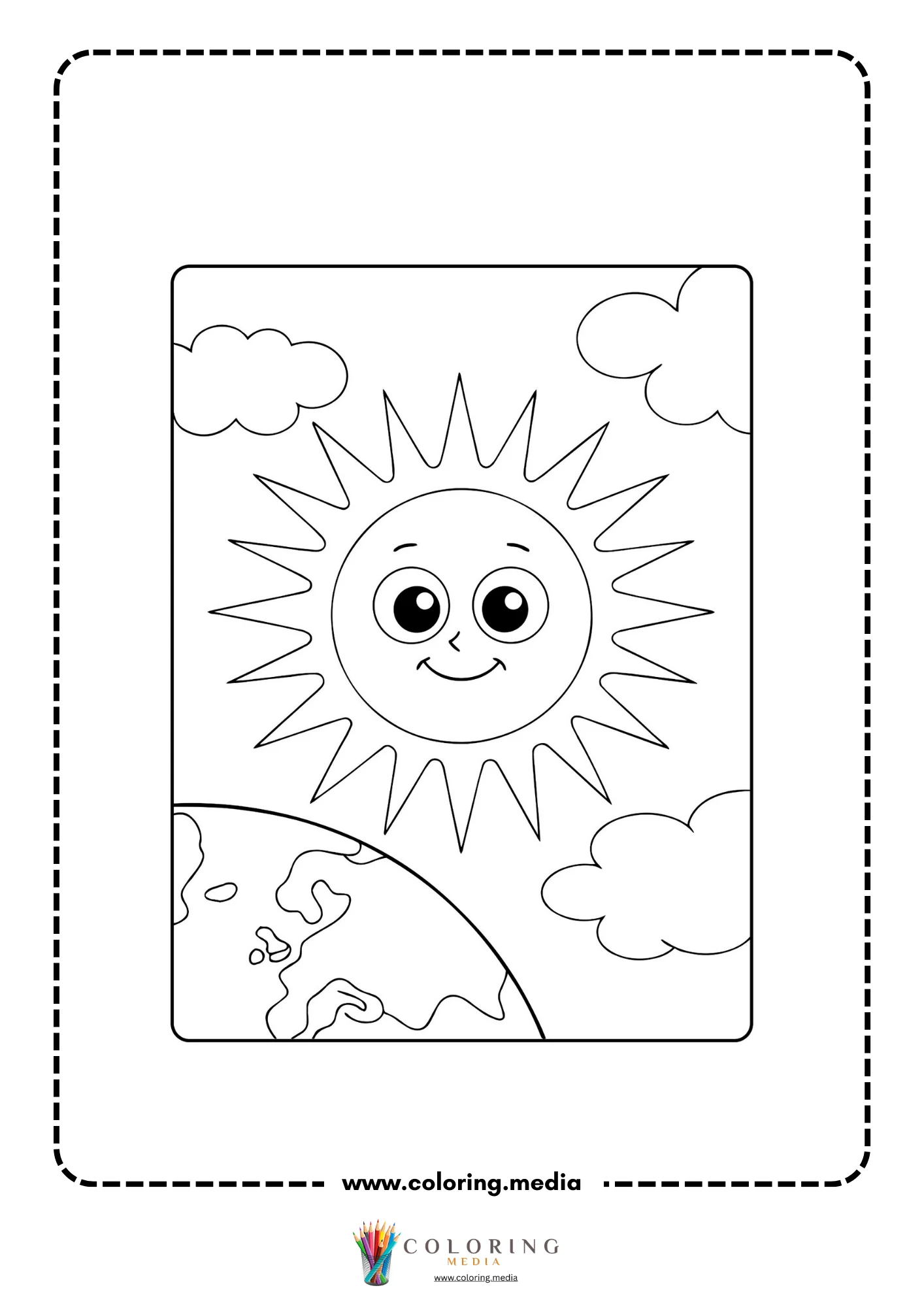 Greenhouse effects coloring page with Earth warming concept