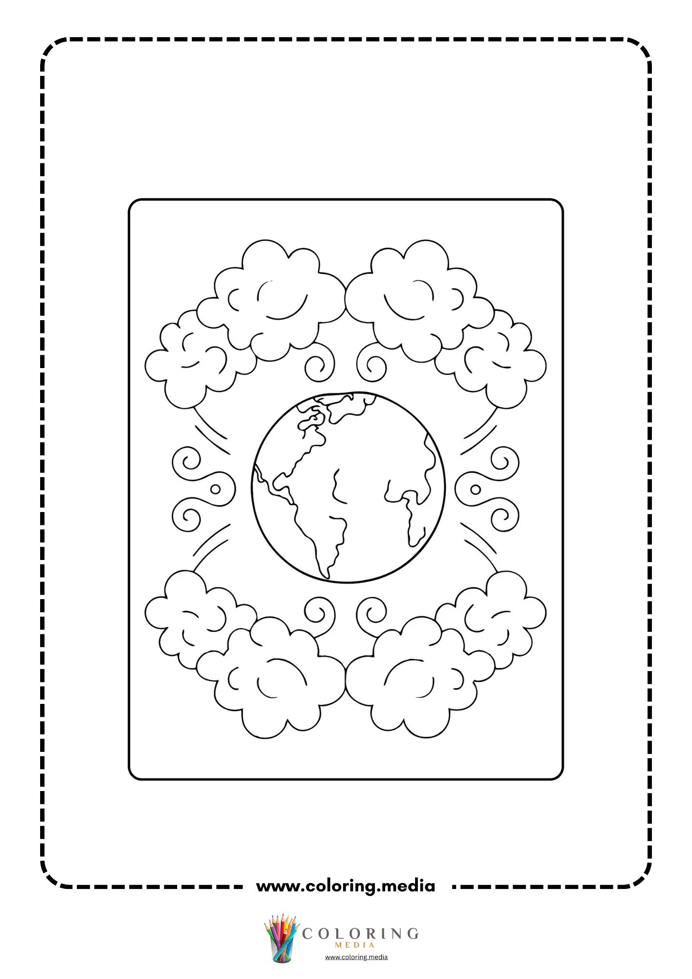 Greenhouse effects coloring page with pollution and atmosphere idea