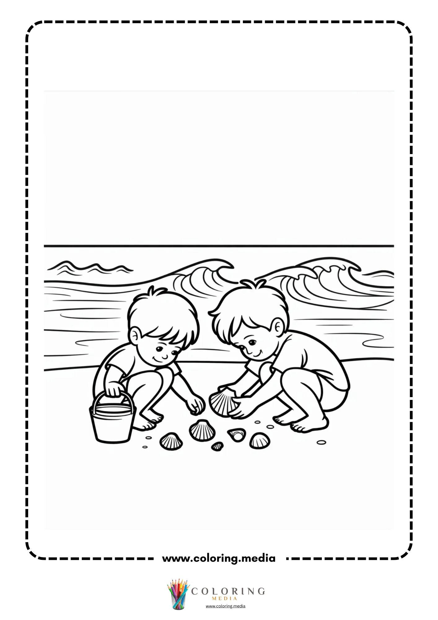 Ocean coloring page with simple underwater landscape