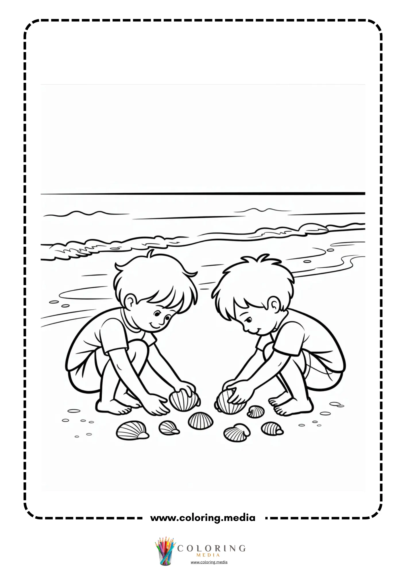 Ocean coloring page with fish and sea floor details