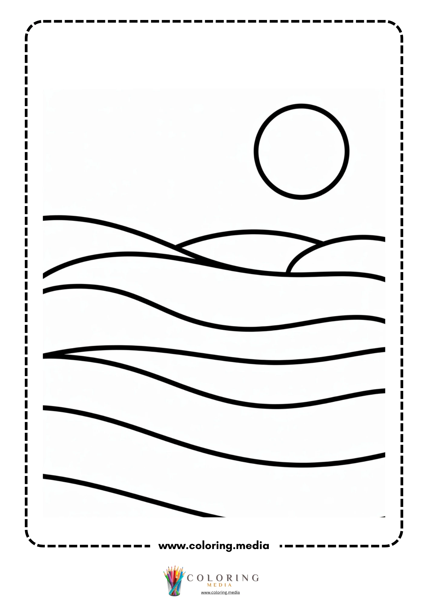 Ocean coloring page with easy sea life line drawing