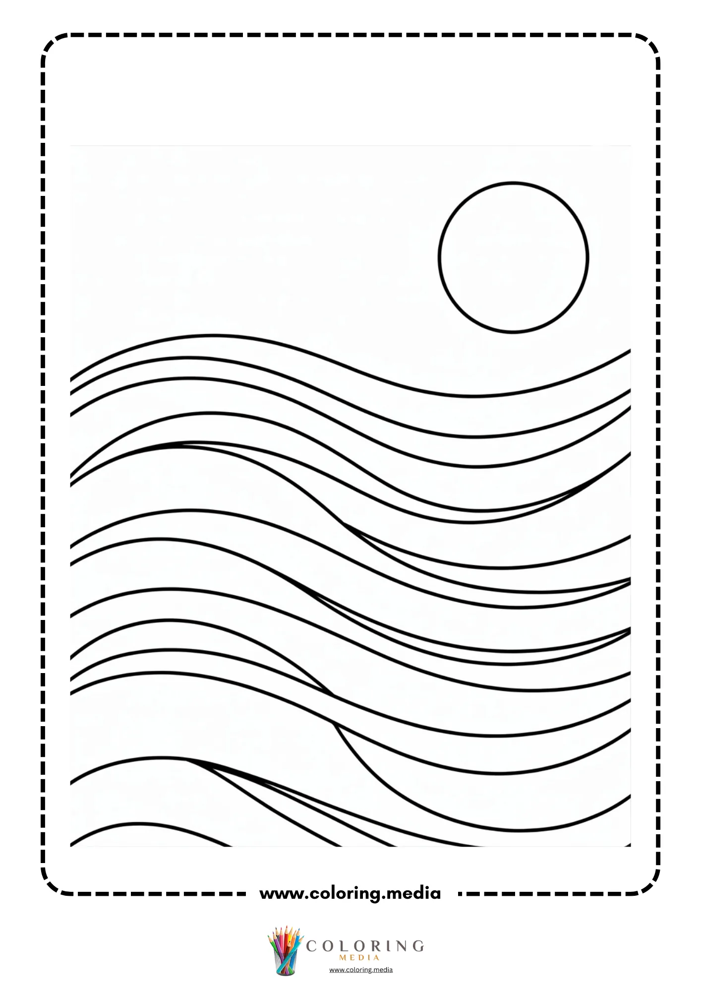Ocean coloring page with reef scene and floating bubbles