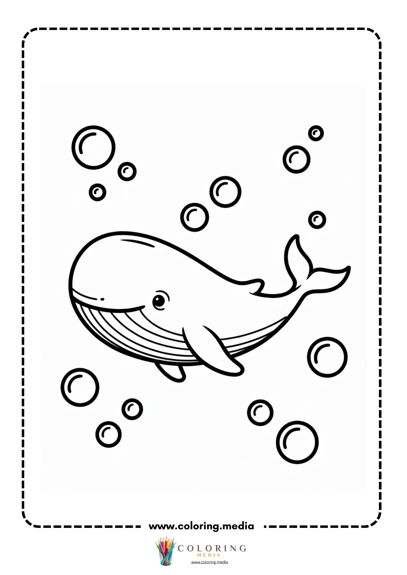 Ocean coloring page with simple fish and waves