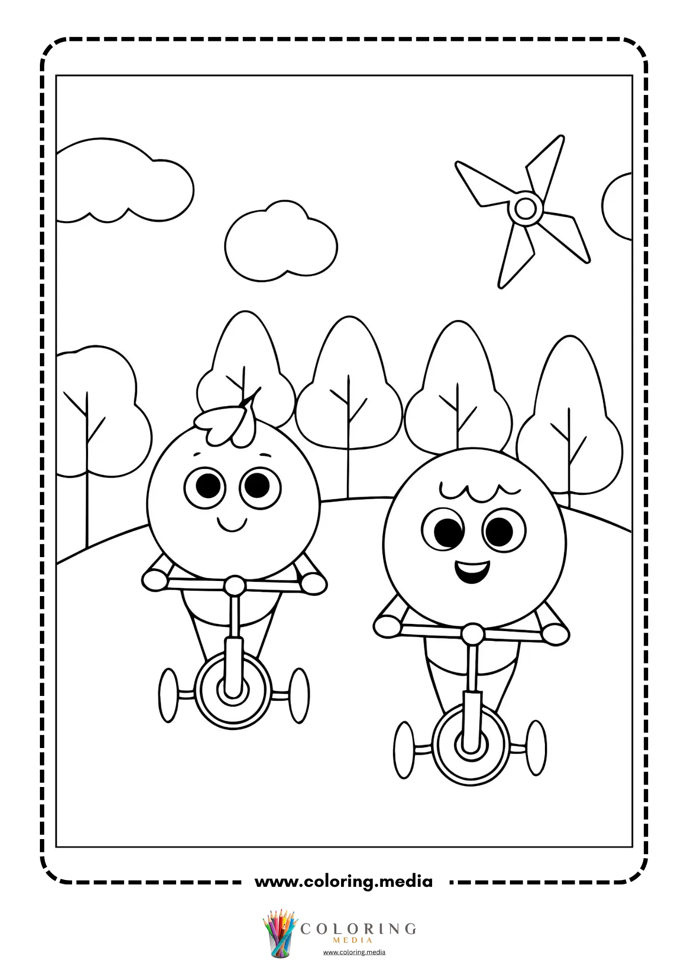 Renewable energy coloring page with green power town scene