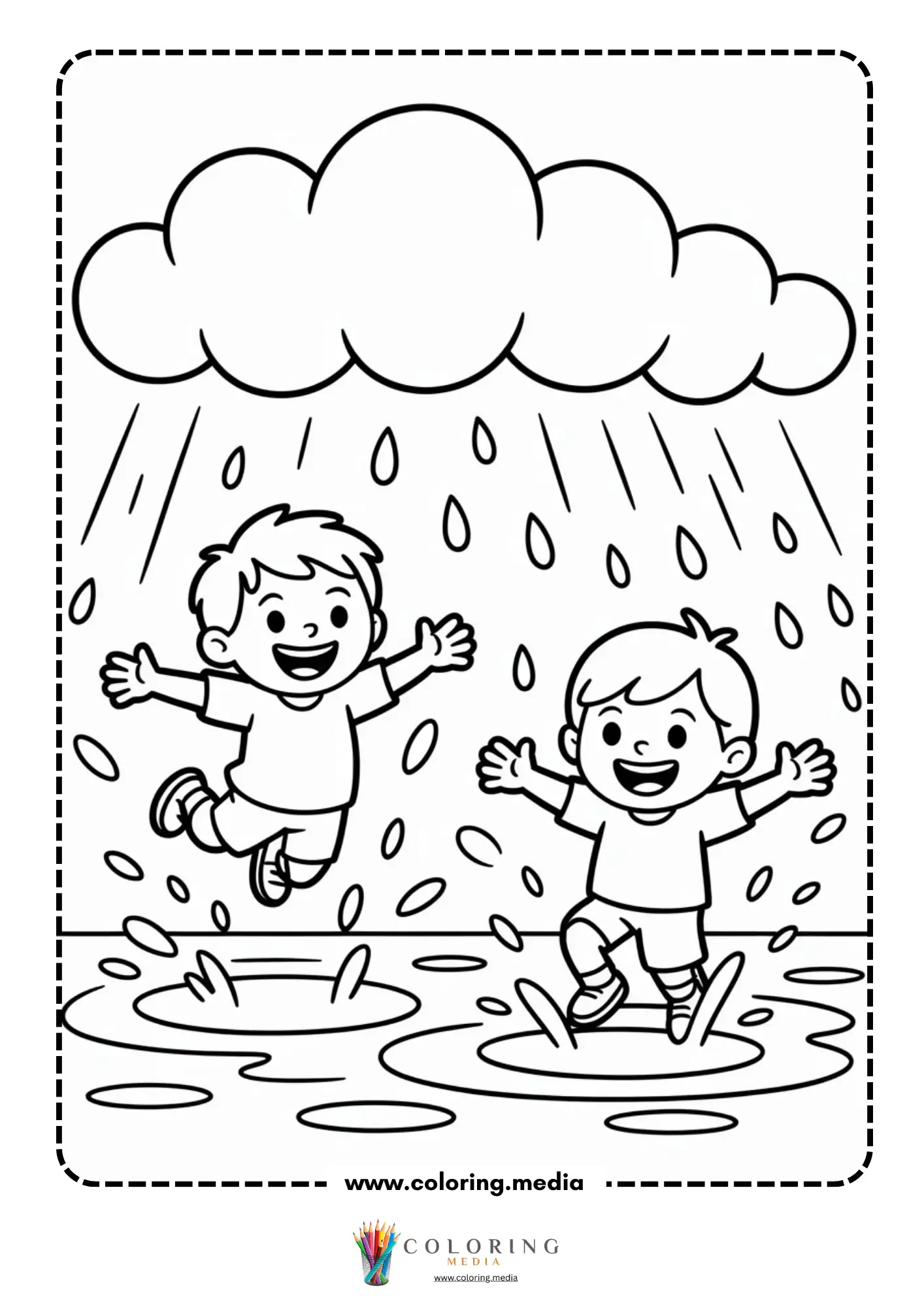 Kids splashing in puddles