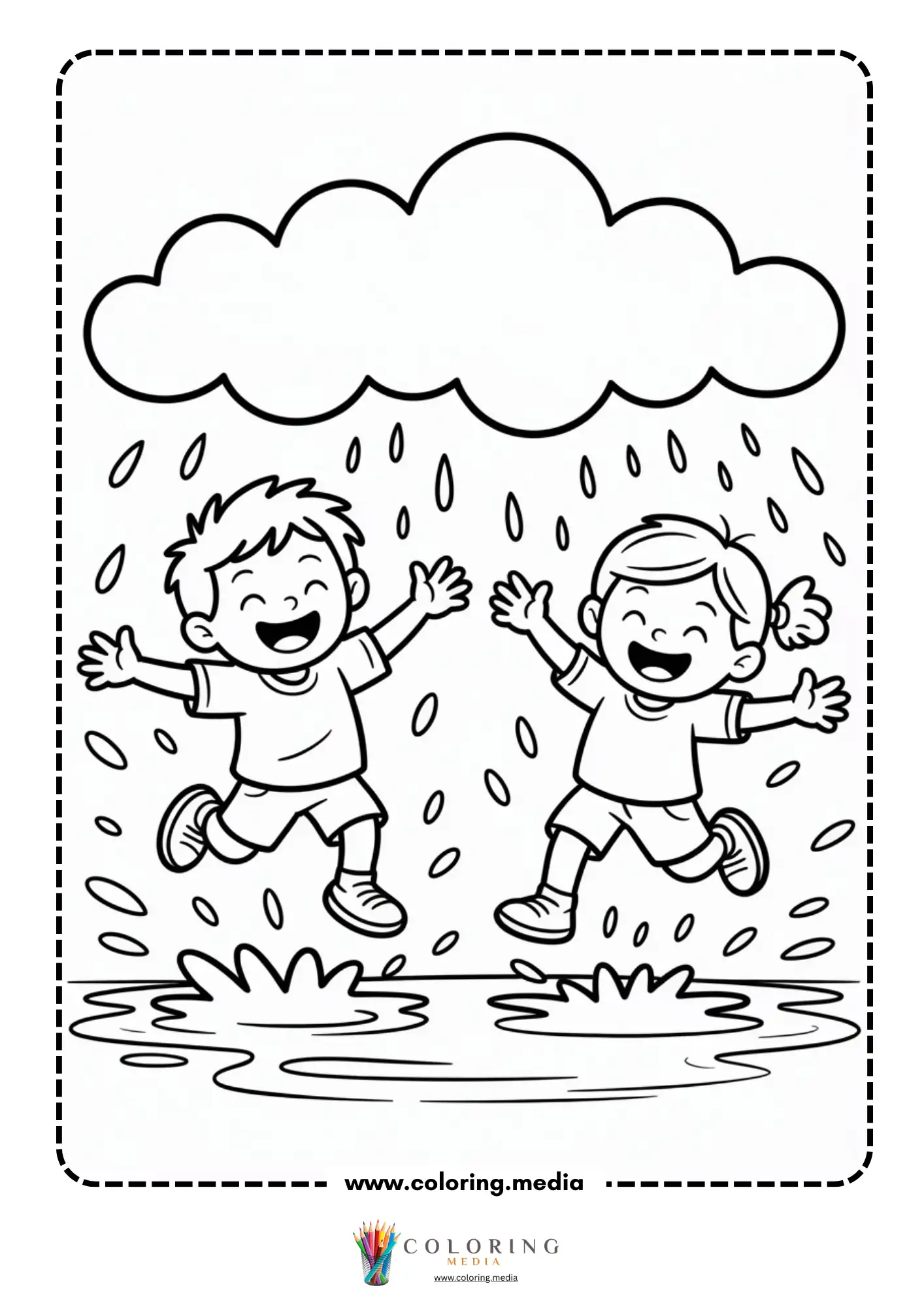 Kids running in rain