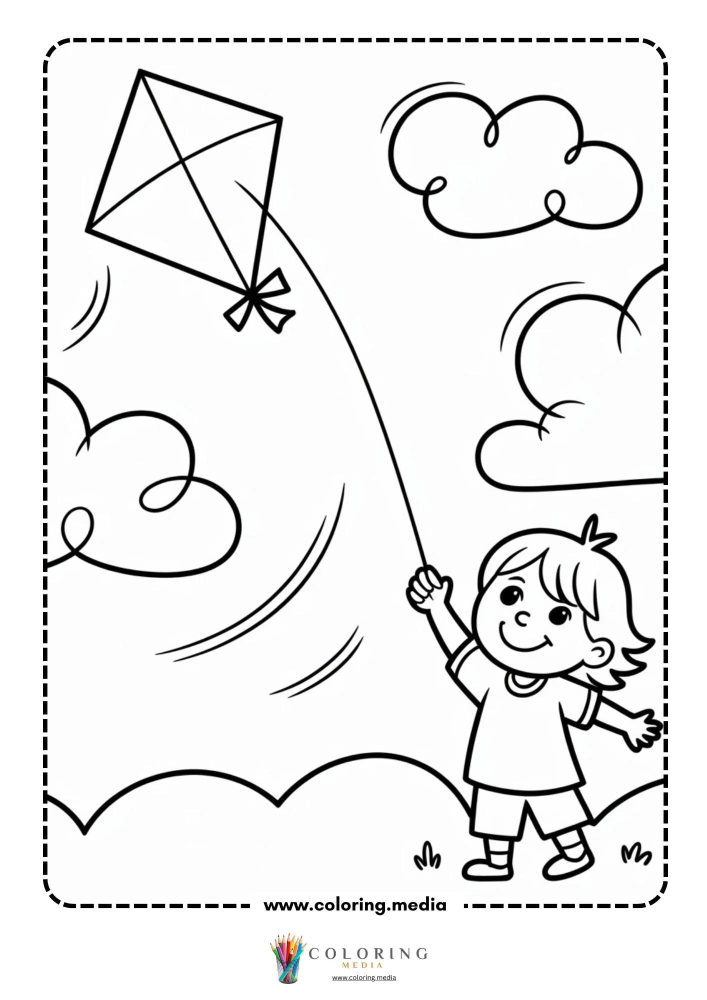 Girl flying kite