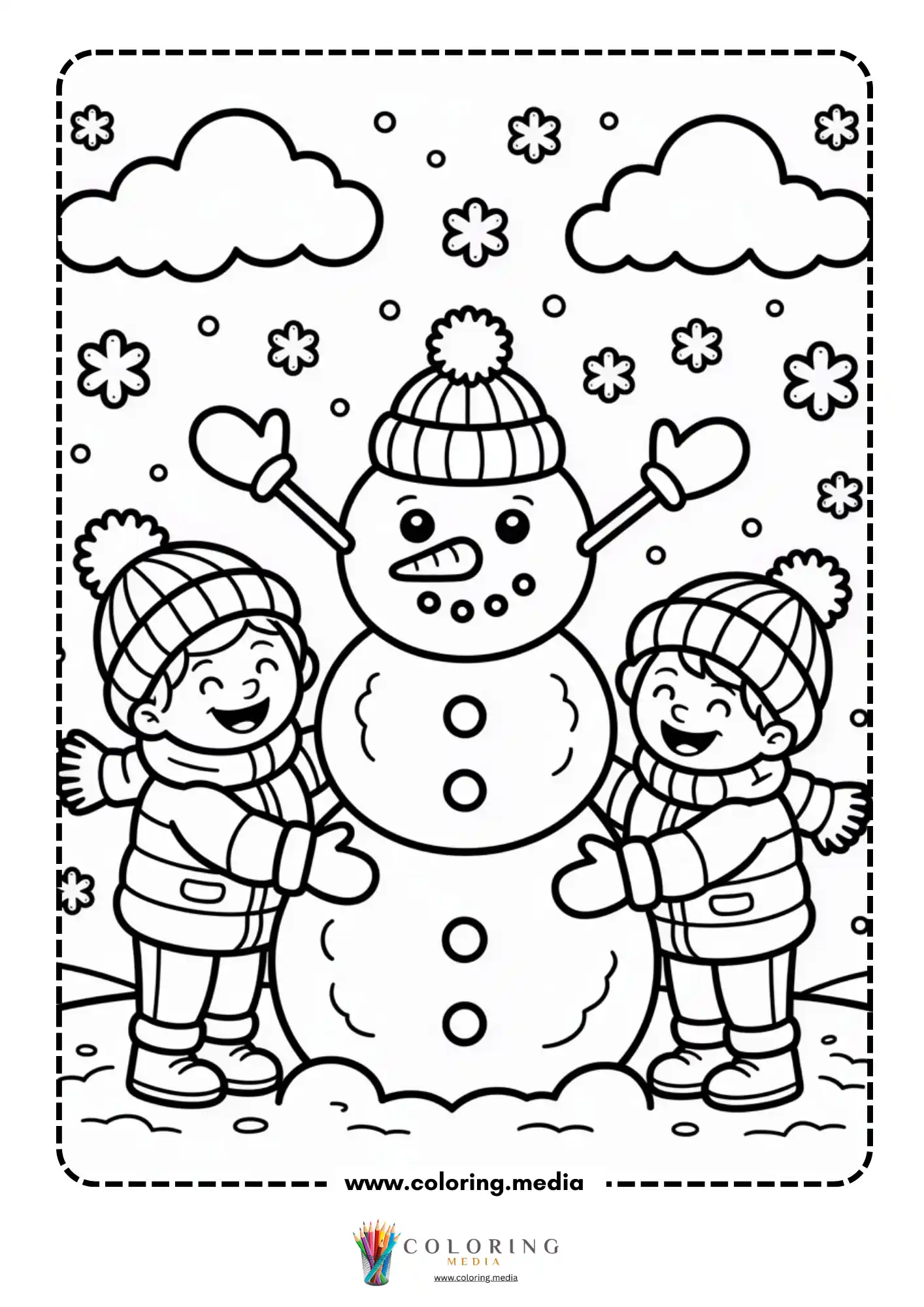 Kids with snowman