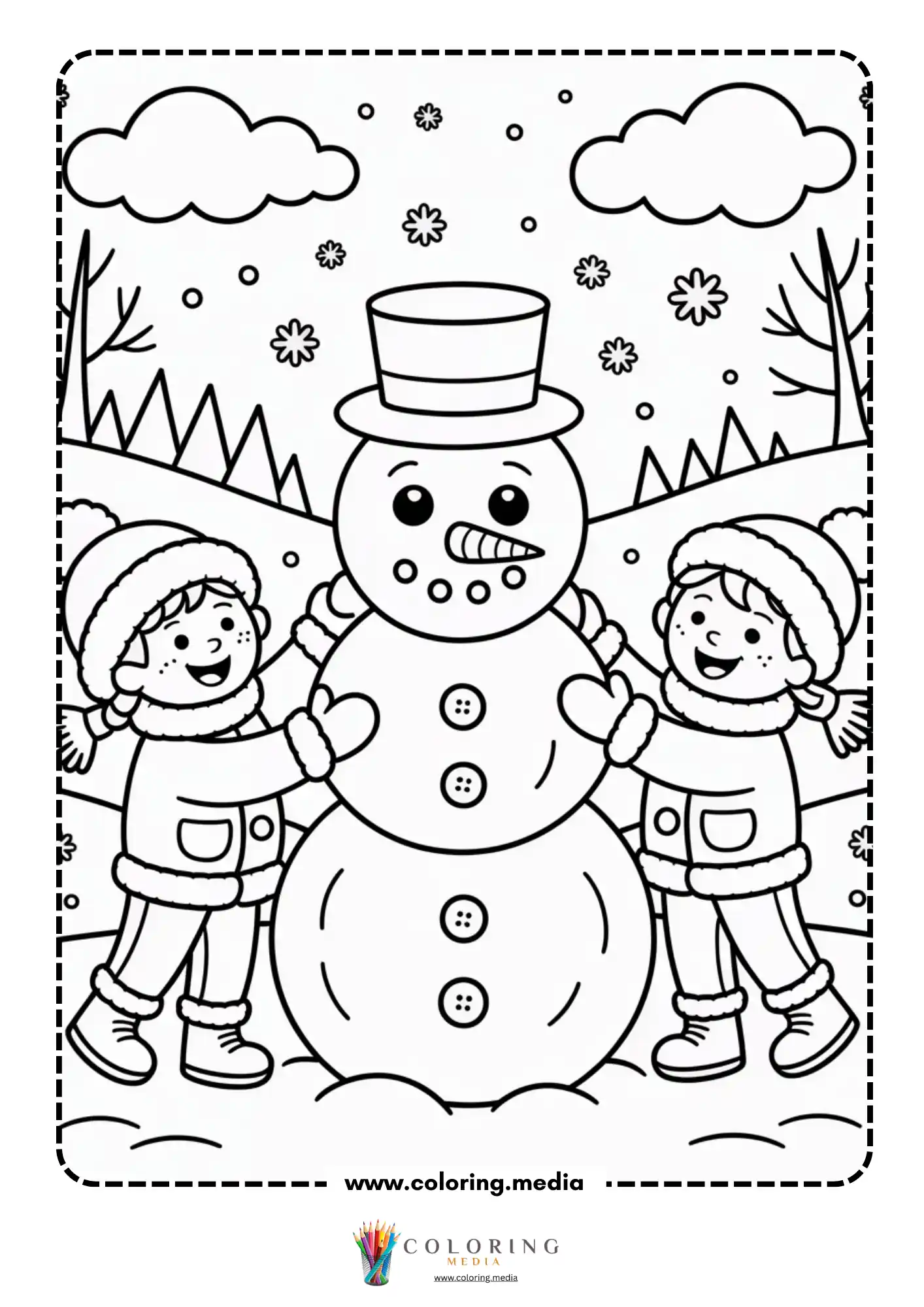 Snowman winter scene