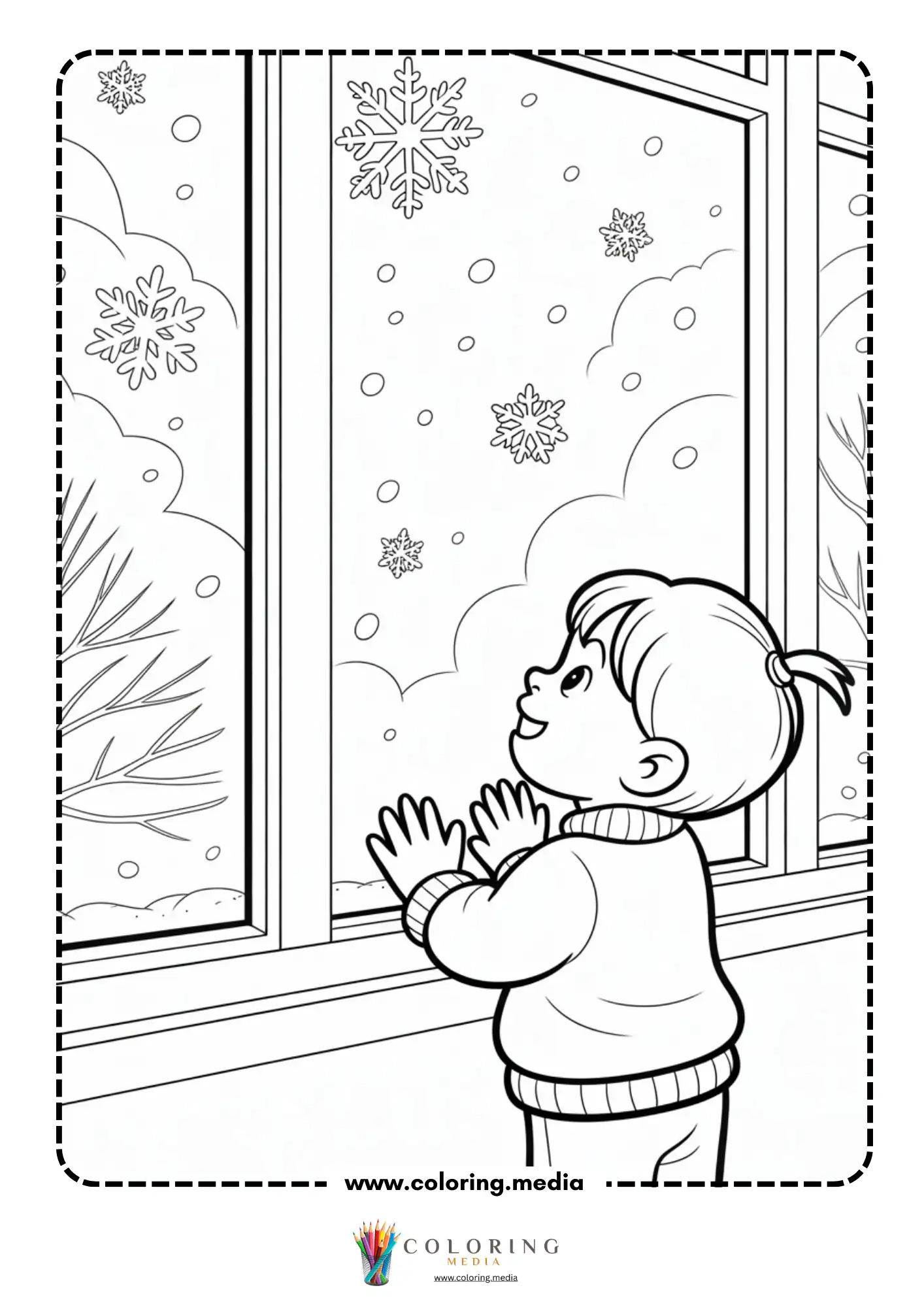 Child watching snowfall