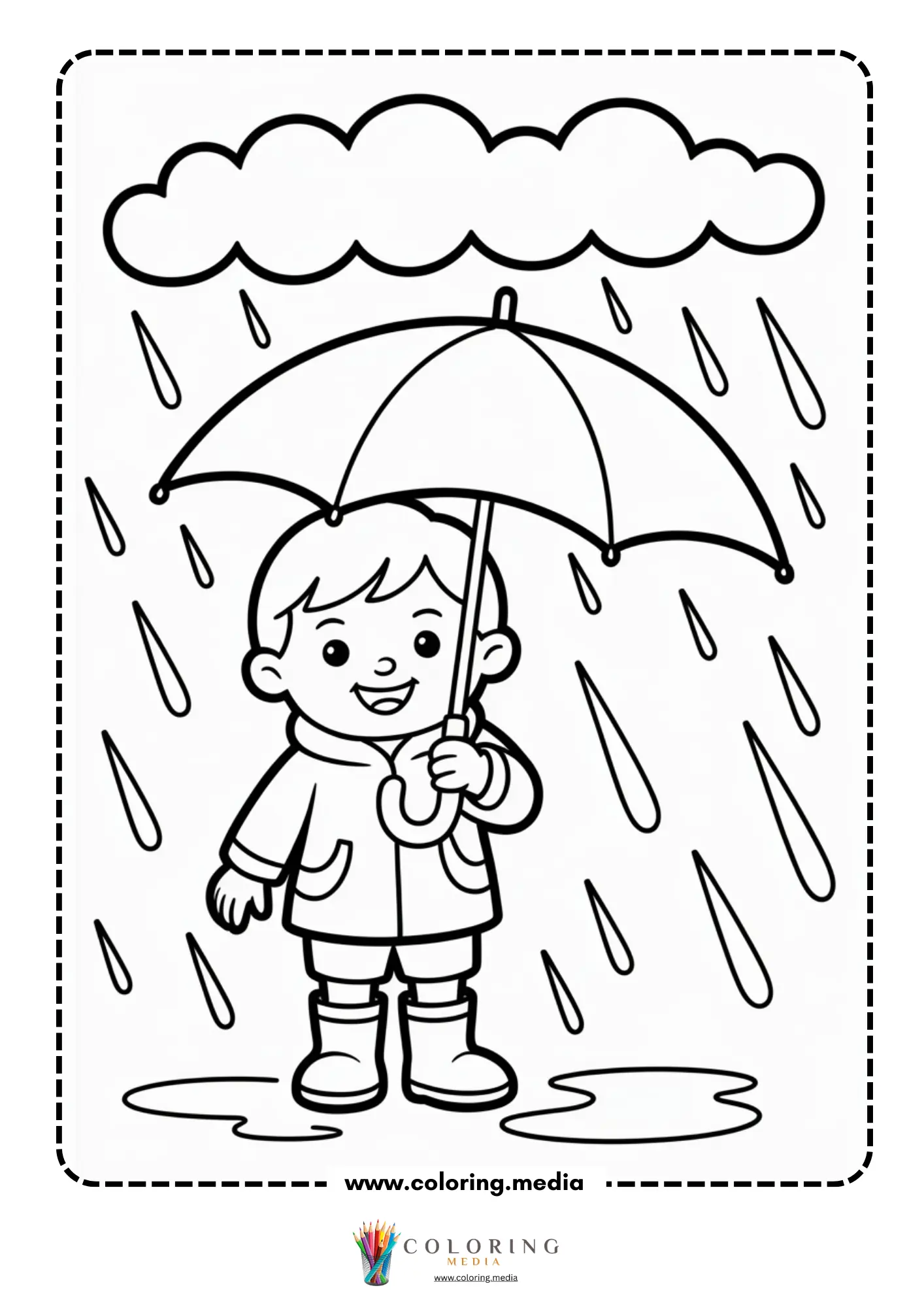 Child with umbrella in storm