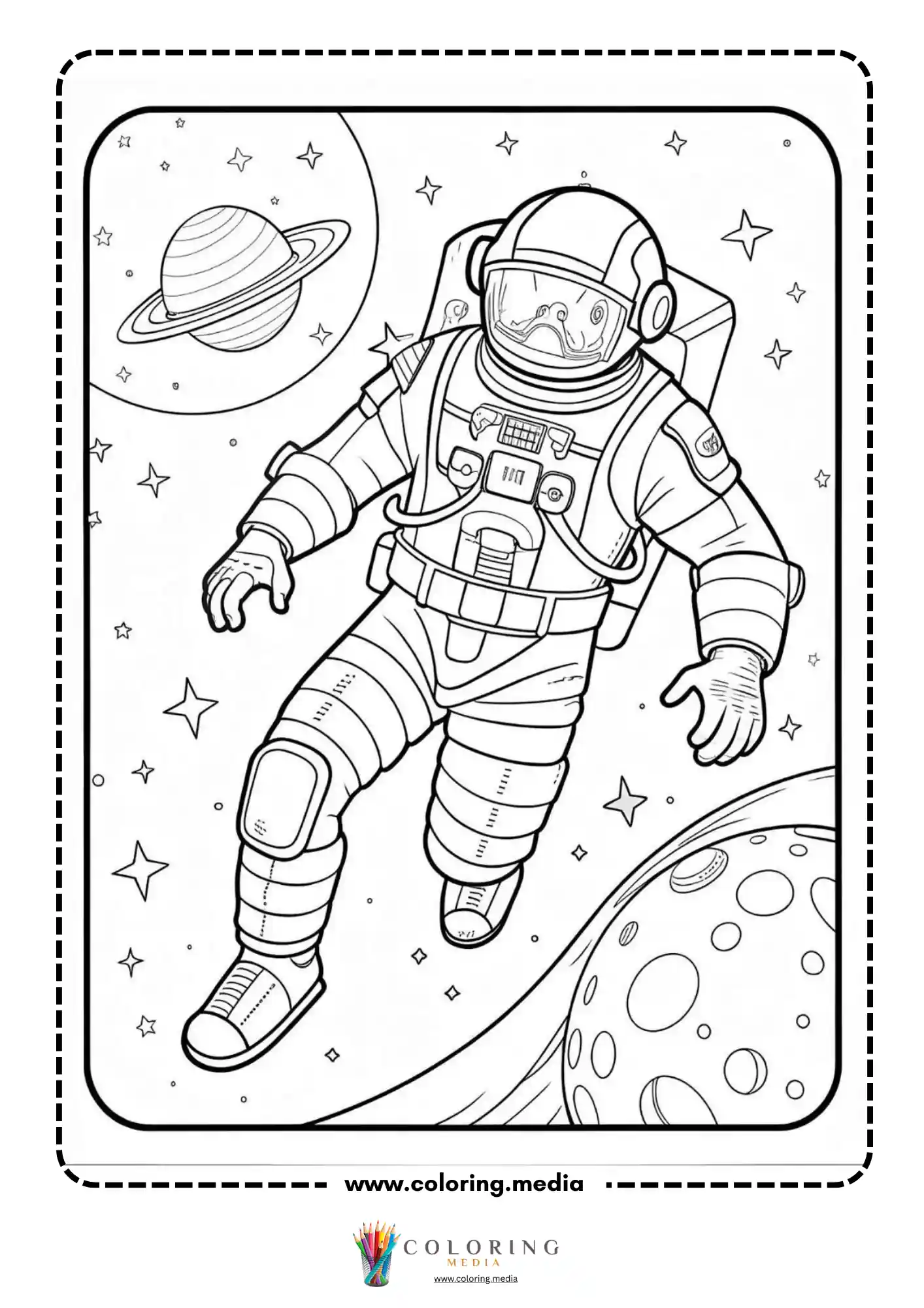 Astronaut coloring page with detailed space suit outline