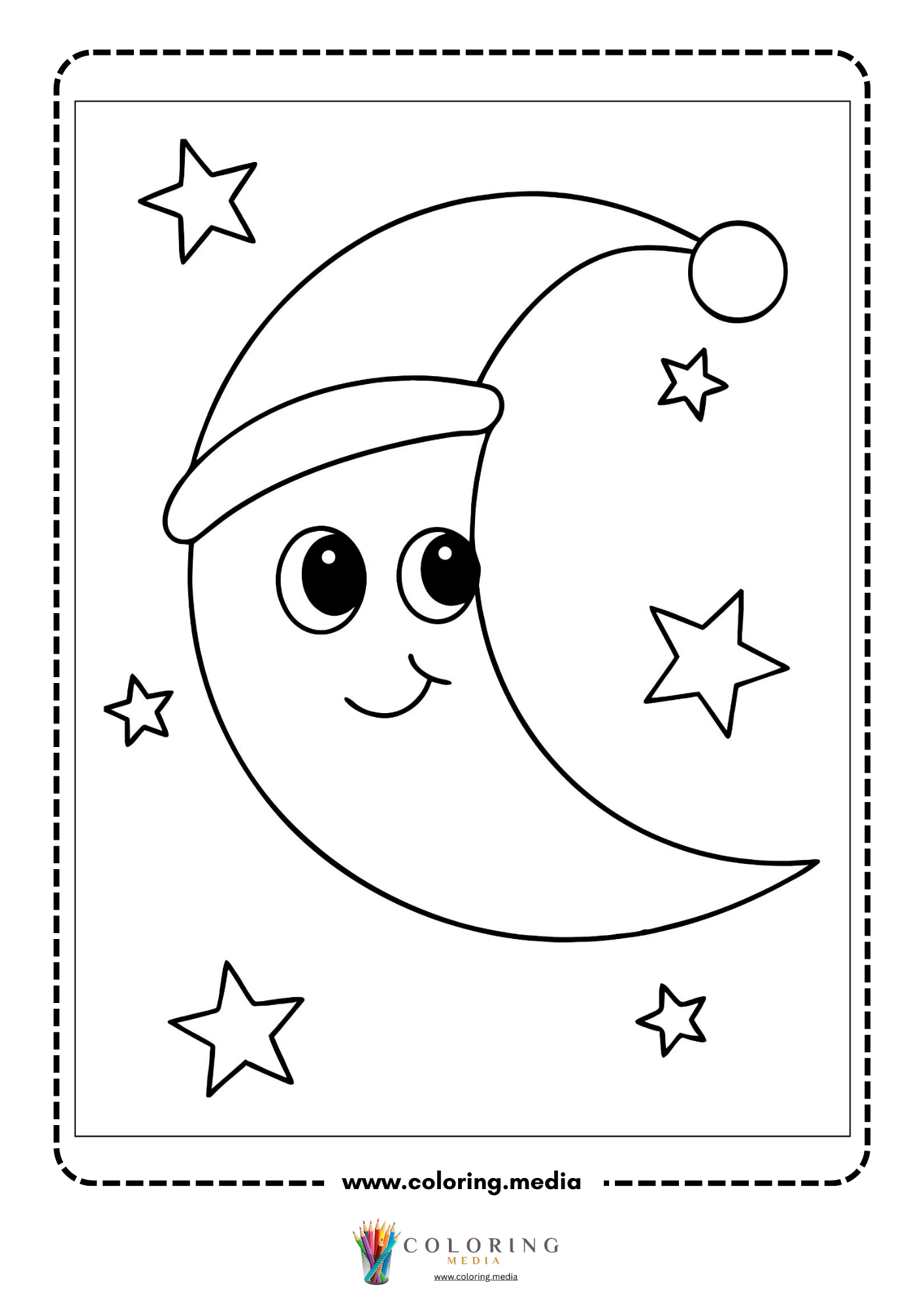 Outer space coloring page with rocket launch and planets