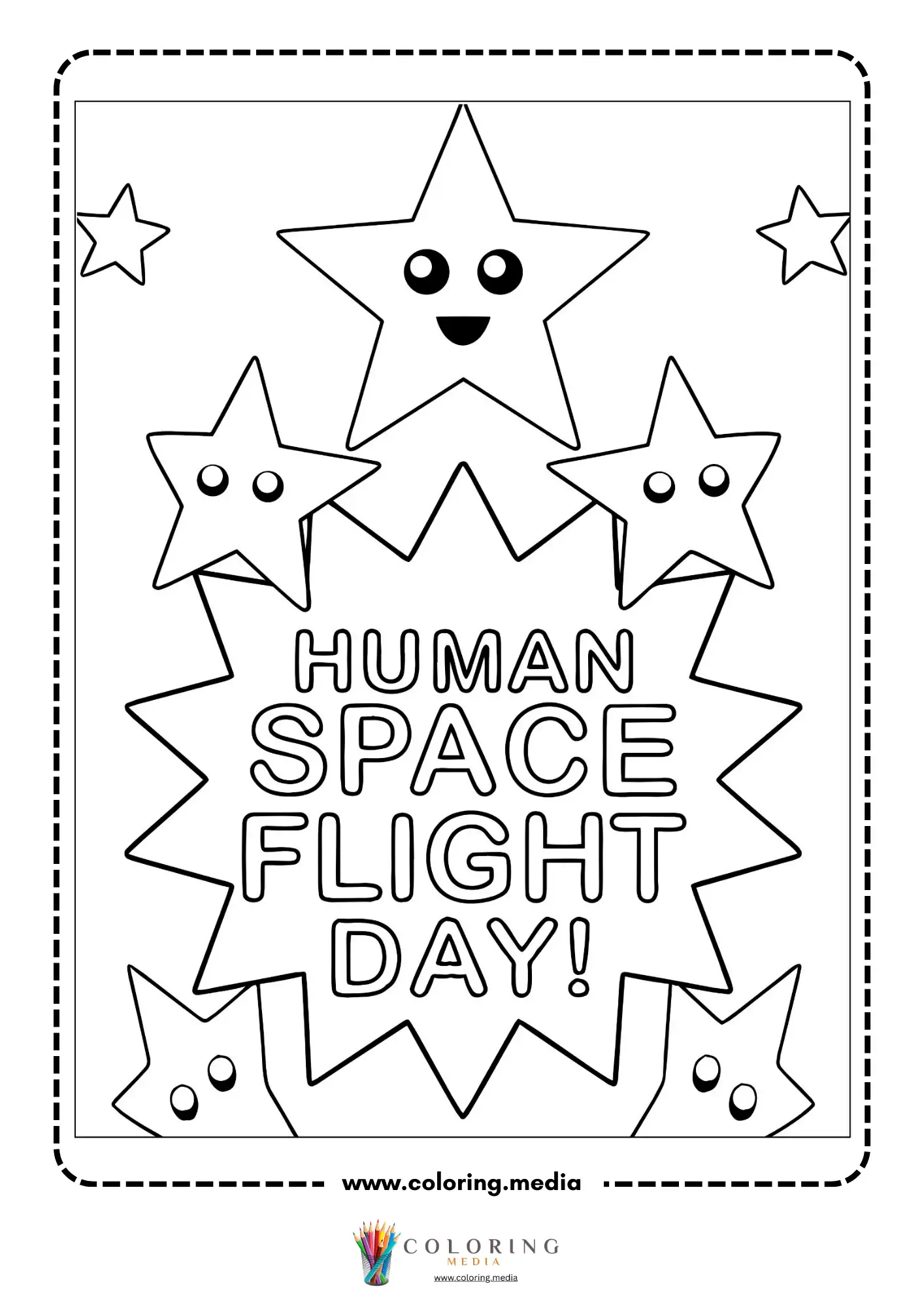 Outer space coloring page with space adventure line art