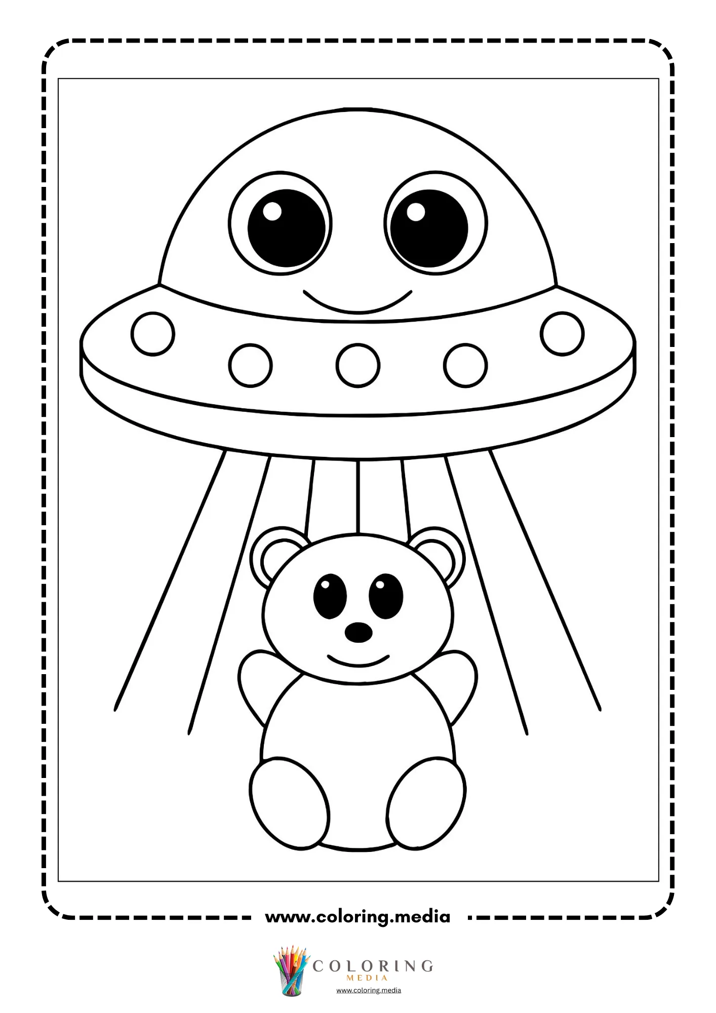 Outer space coloring page with stars comets and planets