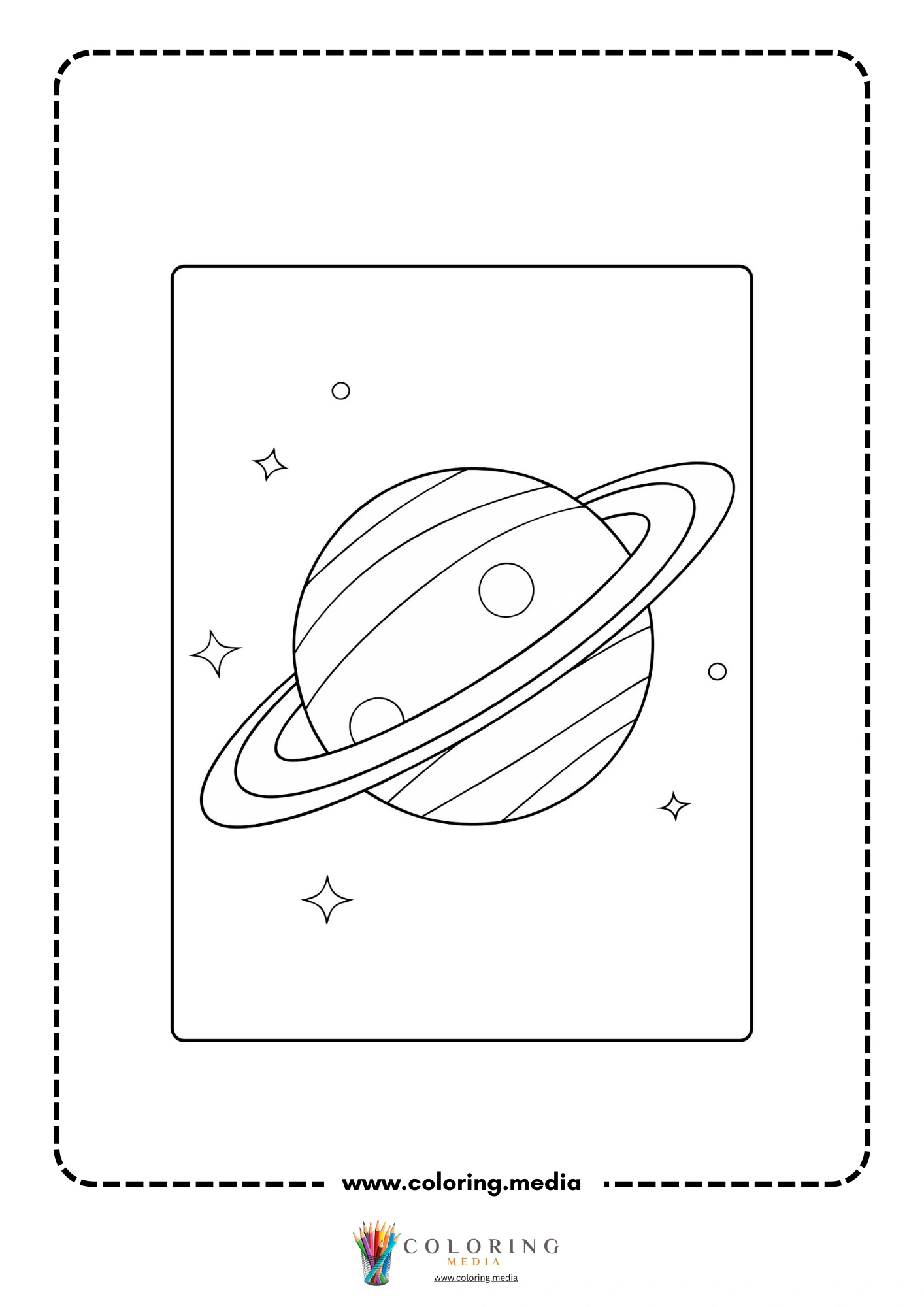 Solar system coloring page with rocket launch and planets