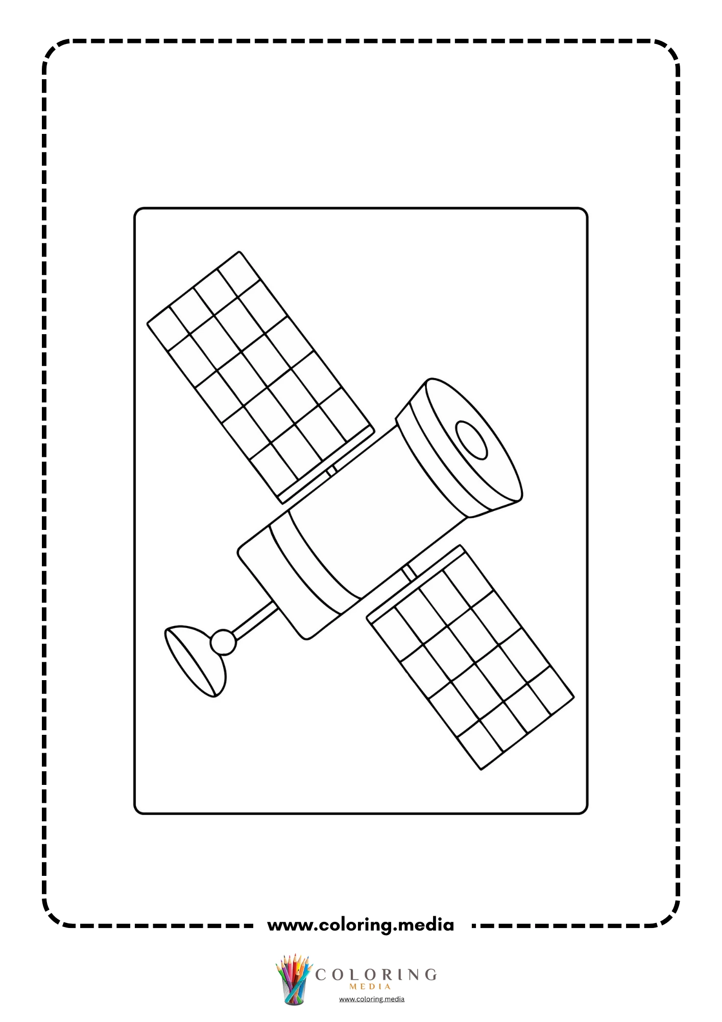 Solar system coloring page with ringed planet and small stars