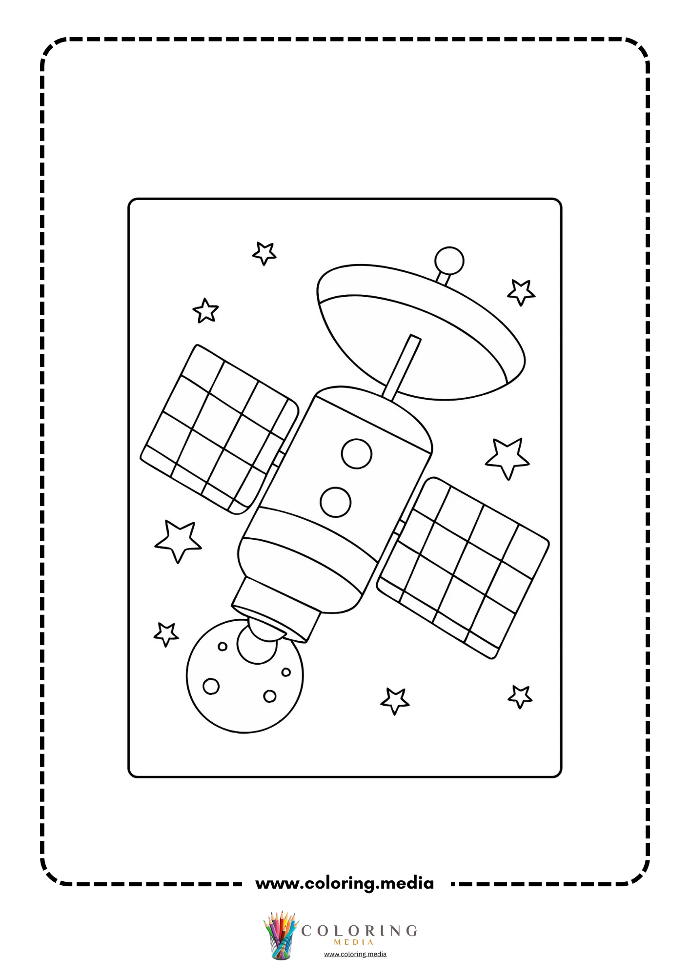 Solar system coloring page with Earth and nearby planets