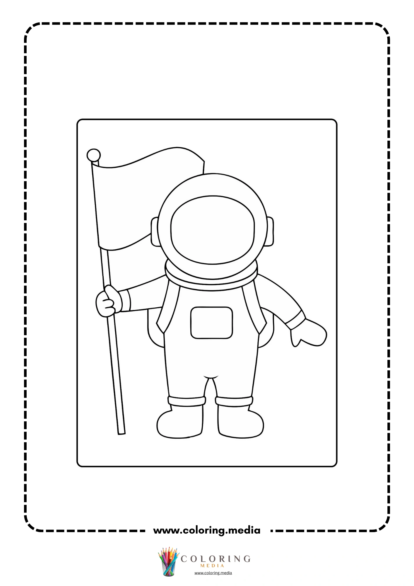 Solar system coloring page with smiling planet and stars