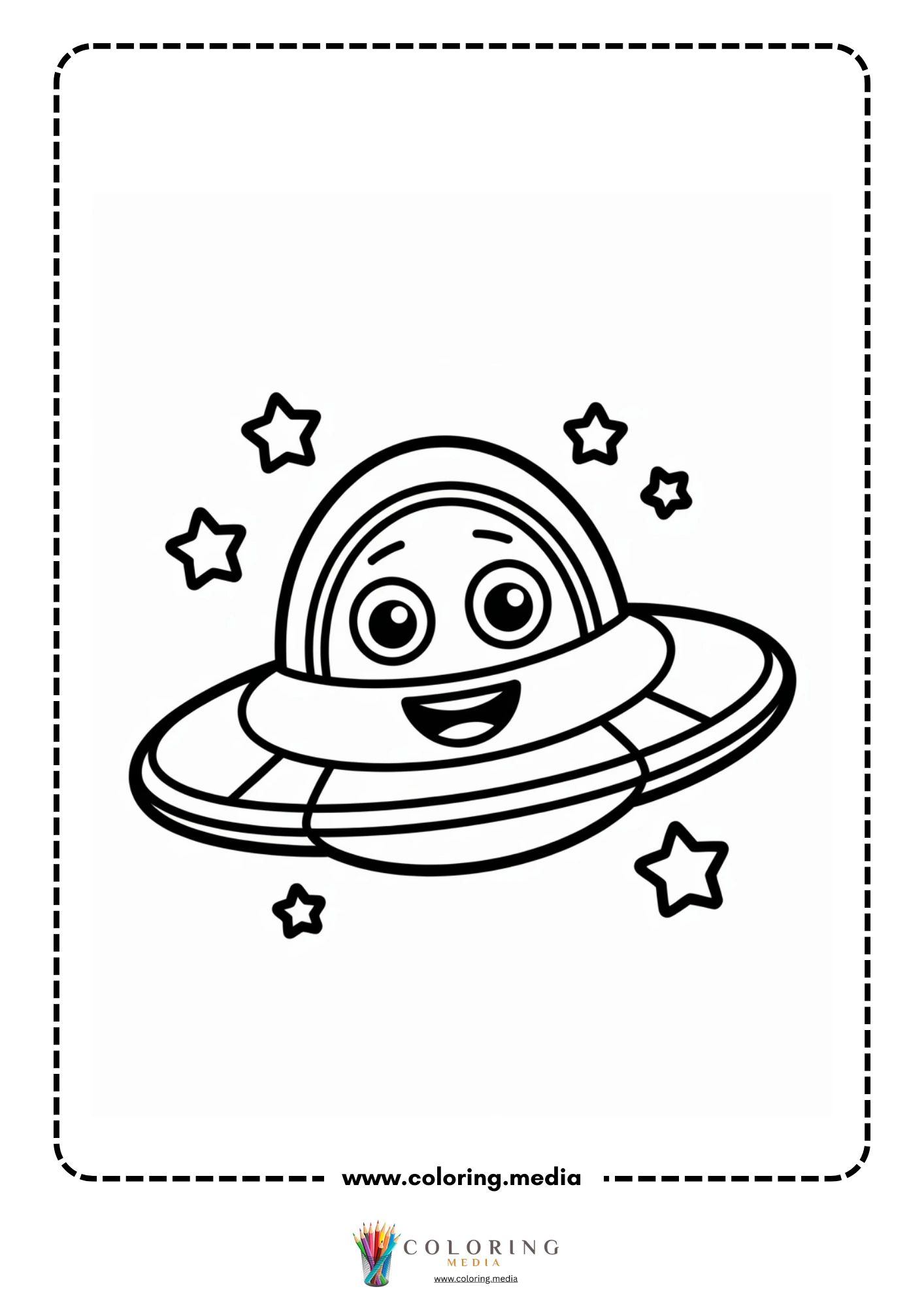 Spaceship coloring page with astronaut piloting a spacecraft