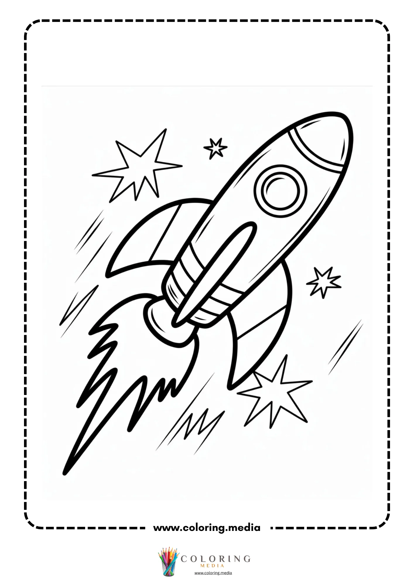 Spaceship coloring page with UFO style spacecraft in space