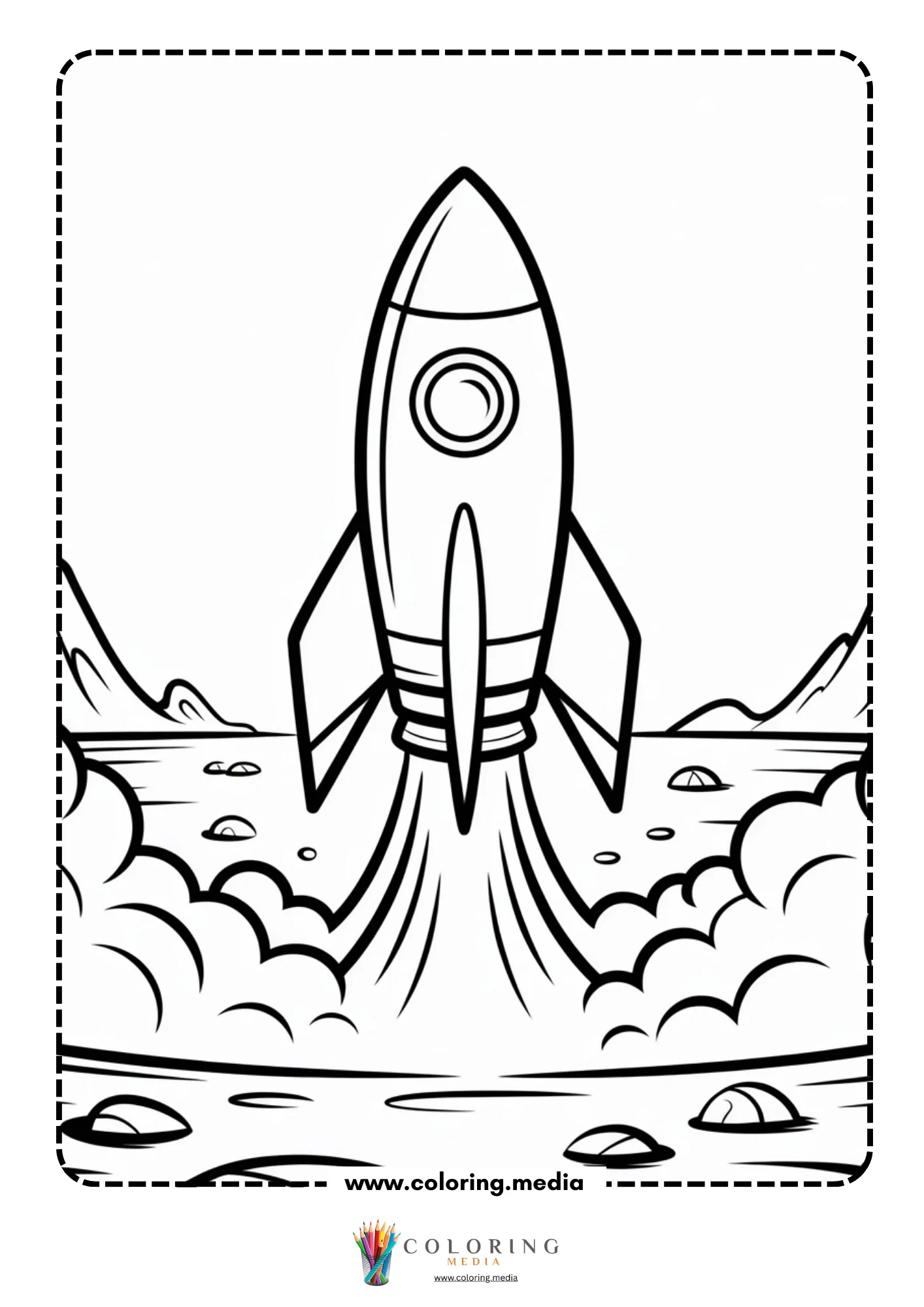 Spaceship coloring page with simple spacecraft and round window