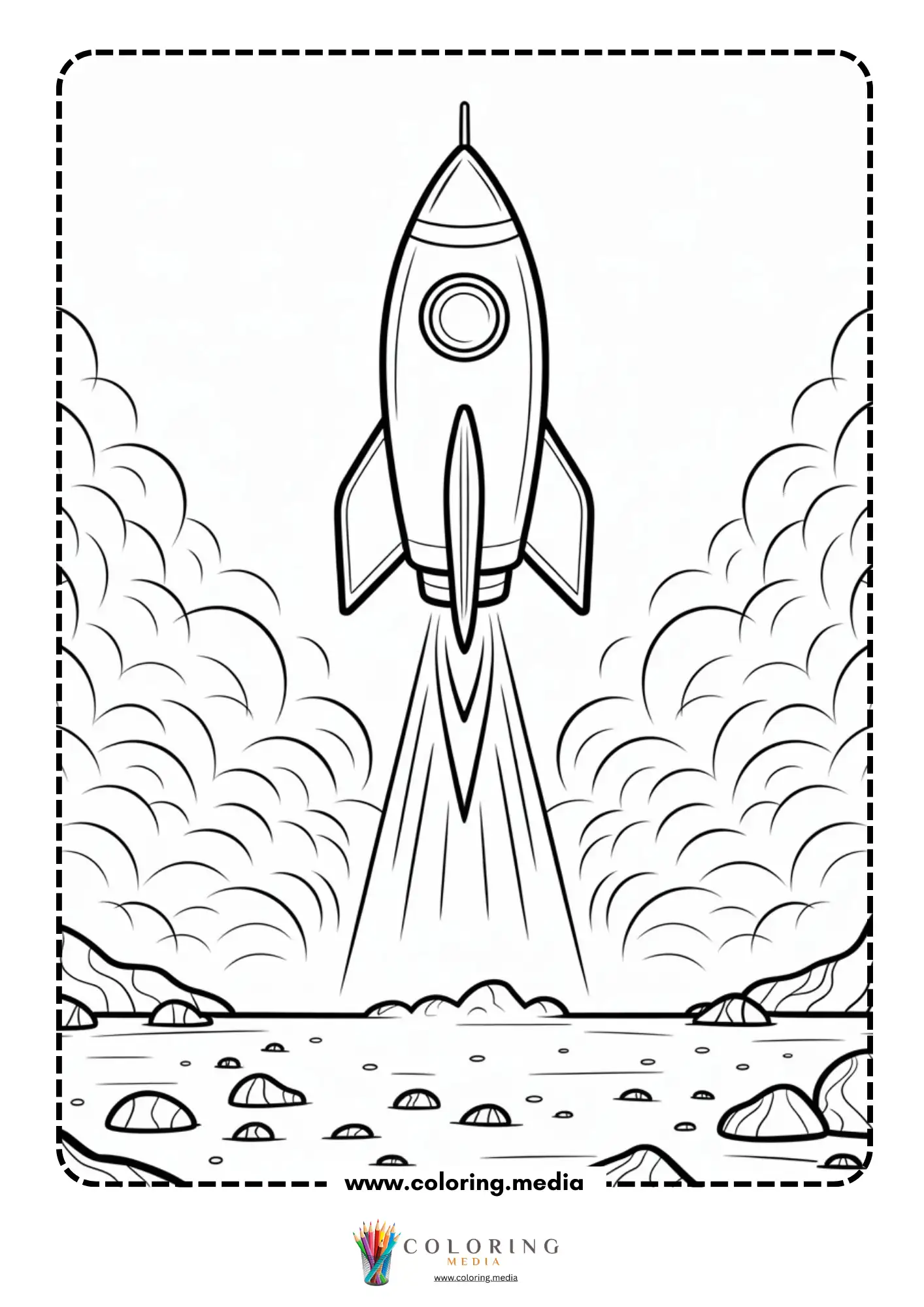 Spaceship coloring page with astronaut inside space capsule
