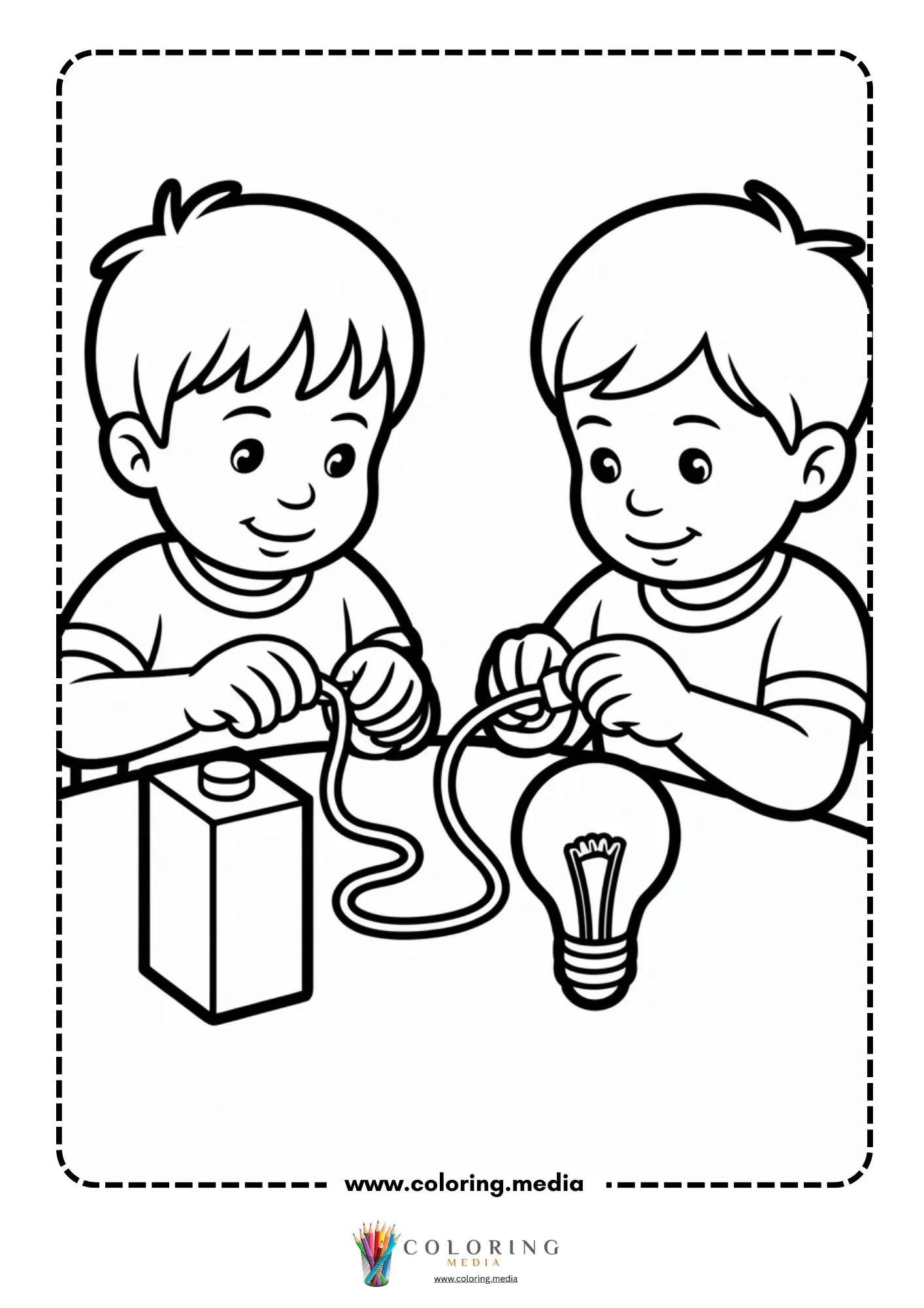 Circuit coloring page with simple electrical loop diagram